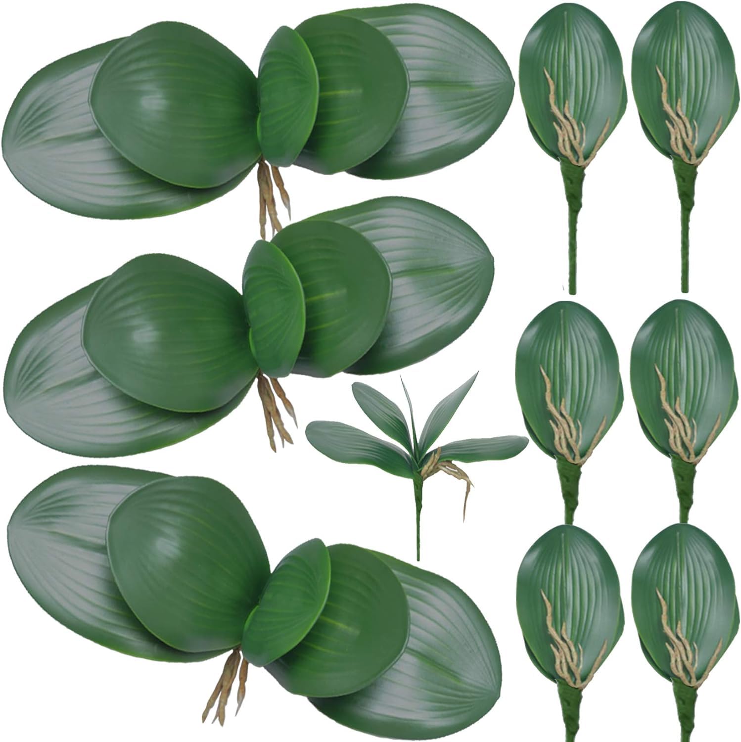Lily Garden 10 PCS Big Artificial Phalaenopsis Orchids Leaves 11 inches Real Latex Touch Foliage Green Faux Orchids Leaf Arrangement Fake Orchid Leaves for Home Garden Party Wedding Decor
