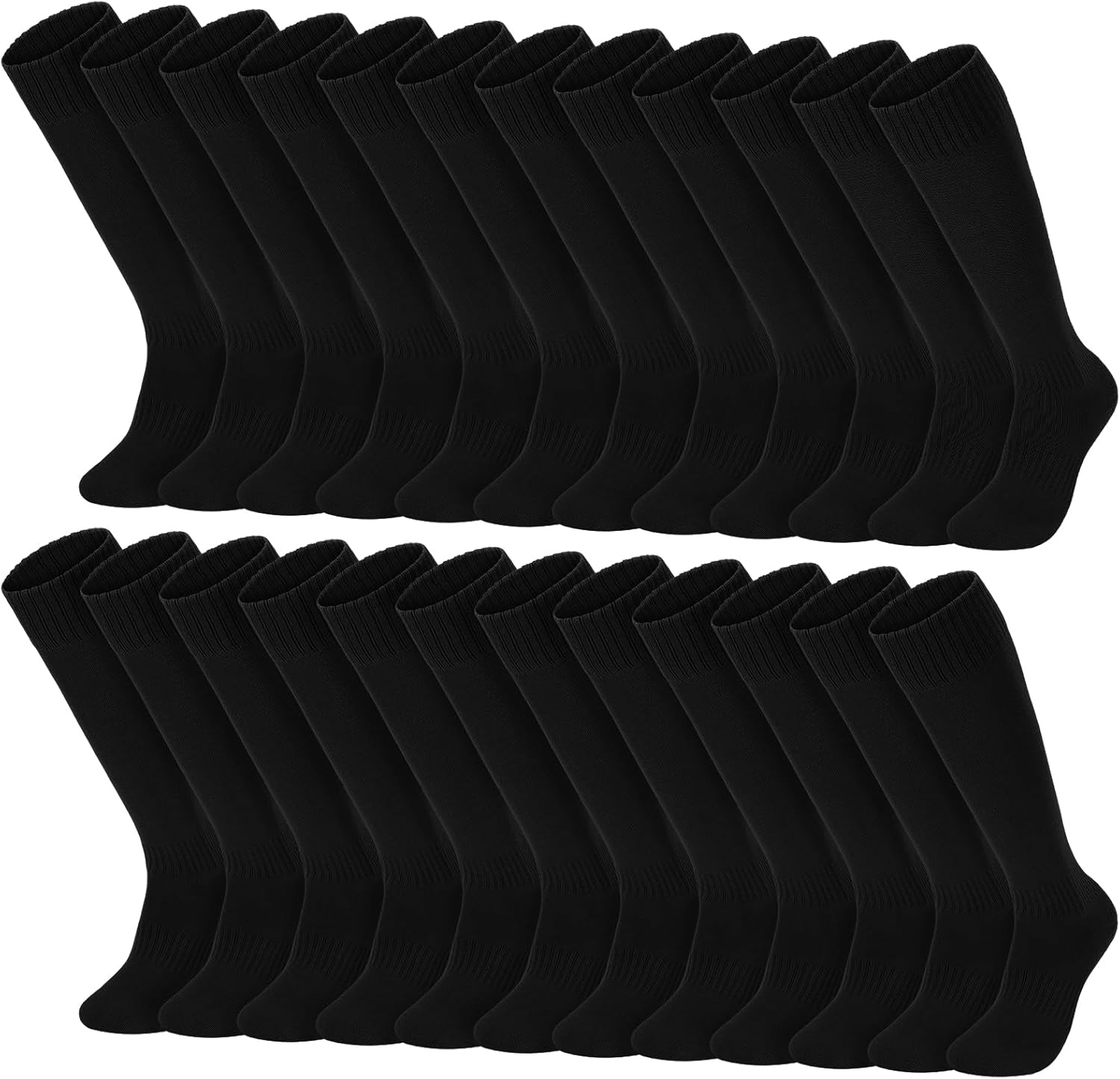 24 Pairs Kids Youth Soccer Baseball Socks, Bulk Softball Football Team Socks Knee High Tube Sock