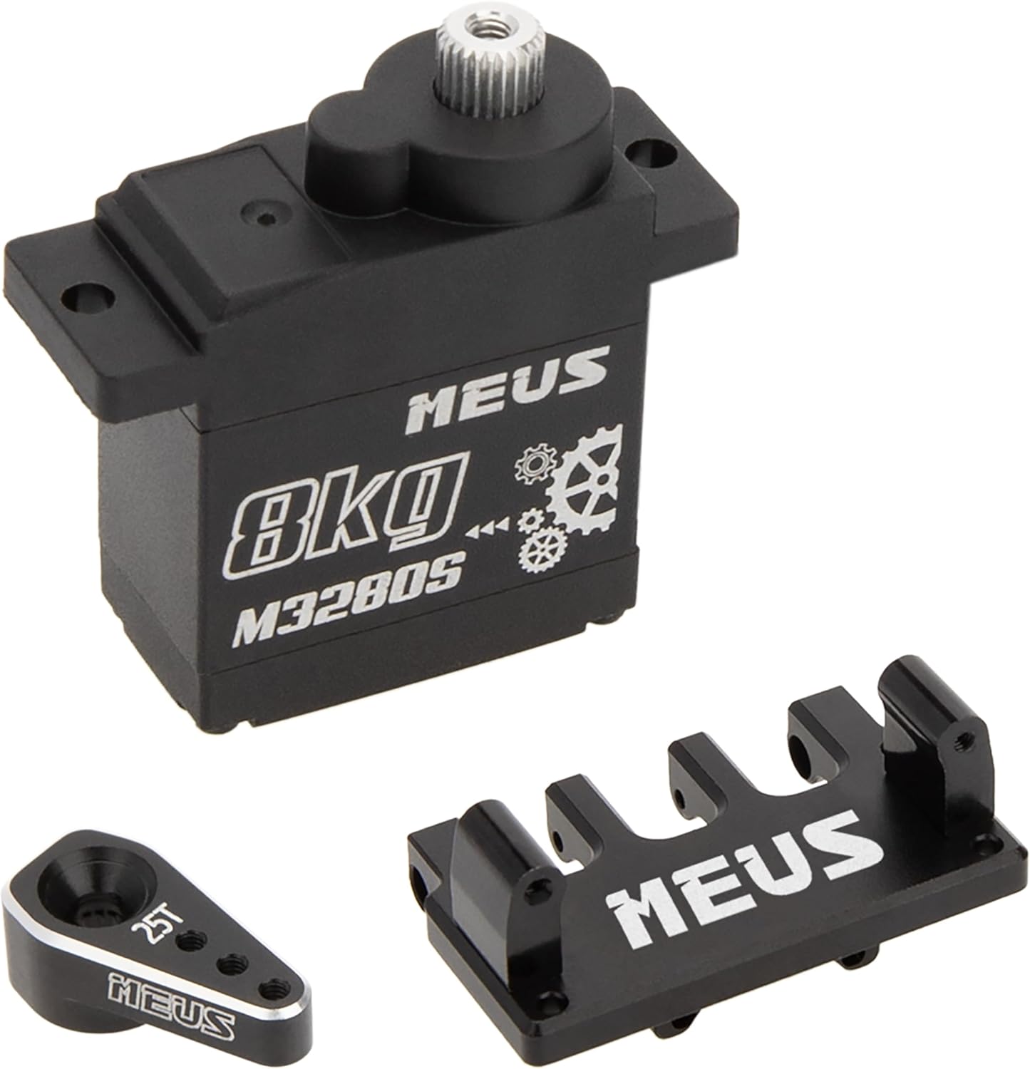 MEUS Racing Cored SCX24 Steering Servo with Mount and Servo Horn for SCX24 1/24 RC Crawler Upgrades Parts (M3280S)