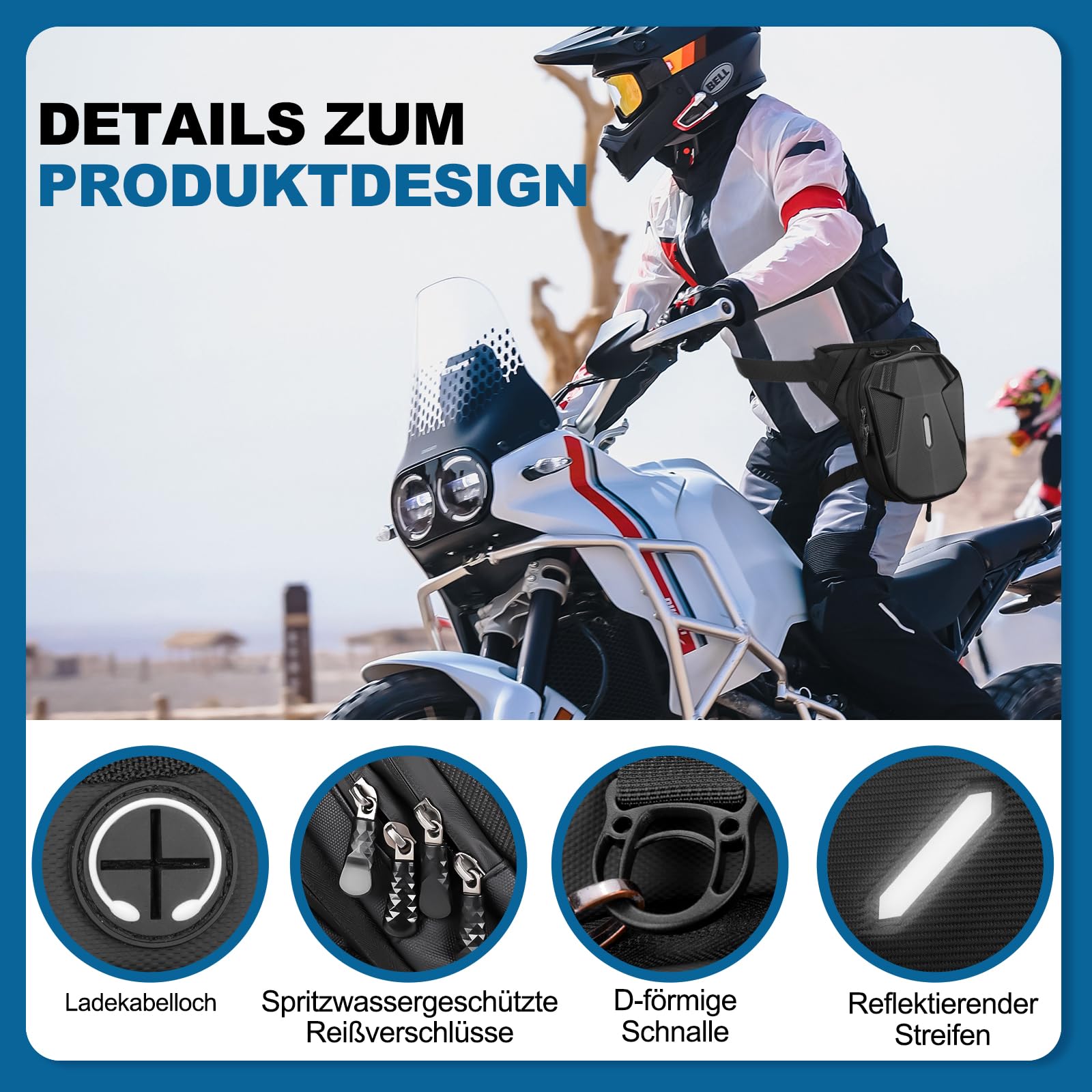 ISEYOU Beintasche Motorrad, Oberschenkeltasche für Herren Damen, Leg Bag mit Abnehmbare Beingurte Multifunktionstasche für Wandern, Camping, Klettern, Laufen, Sport und Arbeit Gepäckrollen