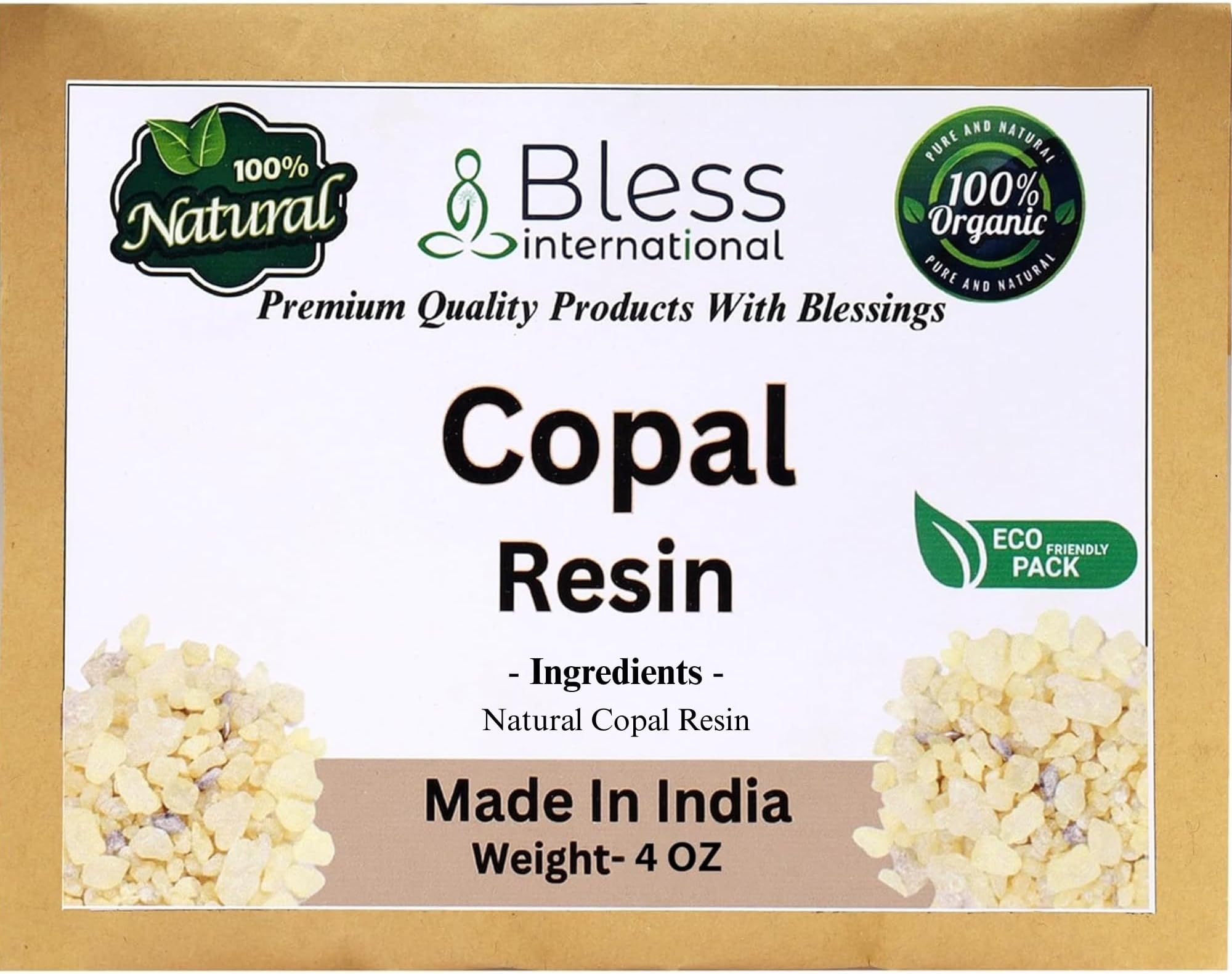 Bless International Premium Grade A Indian White Copal Resin Dammar 100% Pure Natural Organic Blanco Tree Sap Gum Incense Sacred Aroma for Meditation Cleansing Wellness 0.25Lb-113.3-Grams-4-Ounce