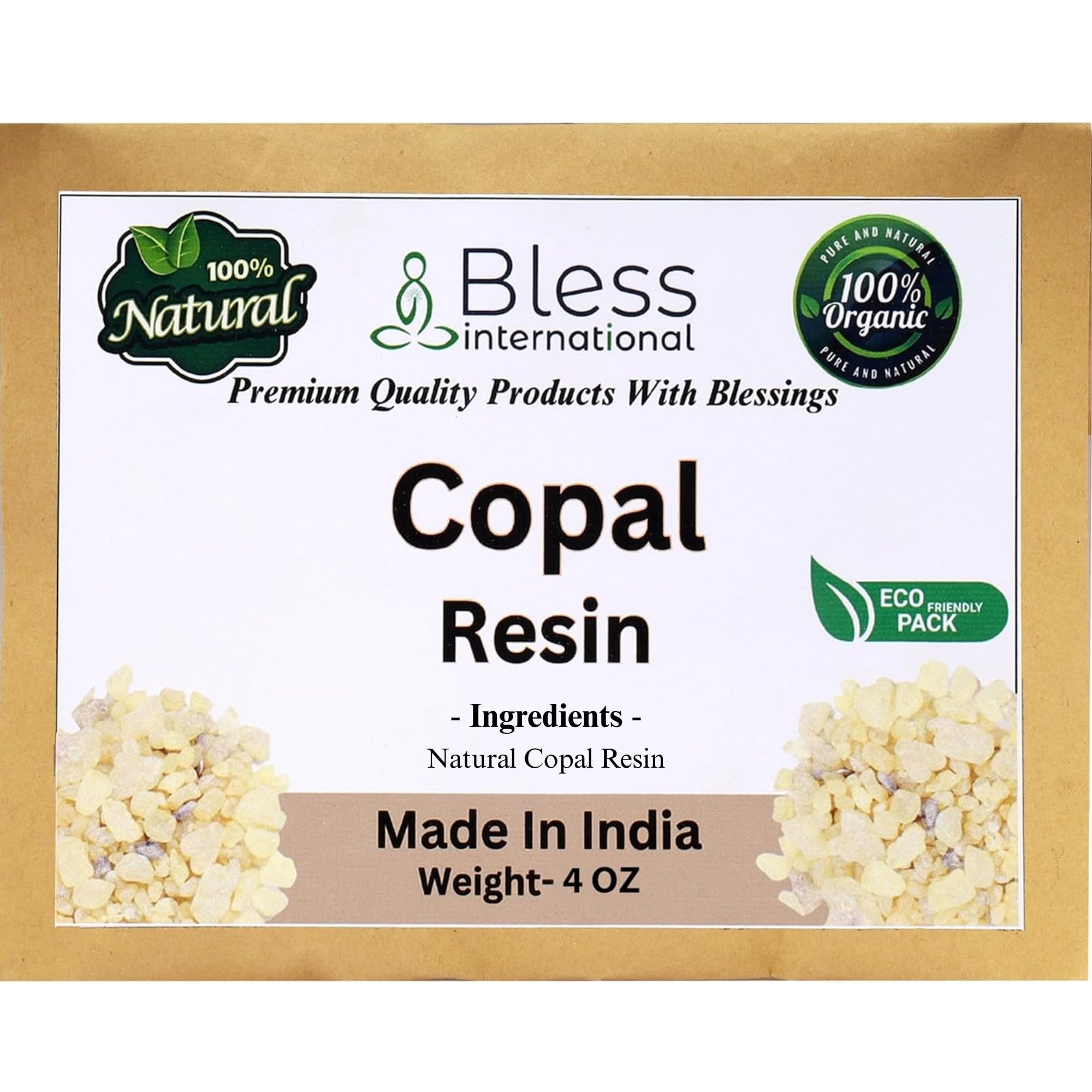 Bless International Premium Grade A Indian White Copal Resin Dammar 100% Pure Natural Organic Blanco Tree Sap Gum Incense Sacred Aroma for Meditation Cleansing Wellness 0.25Lb-113.3-Grams-4-Ounce