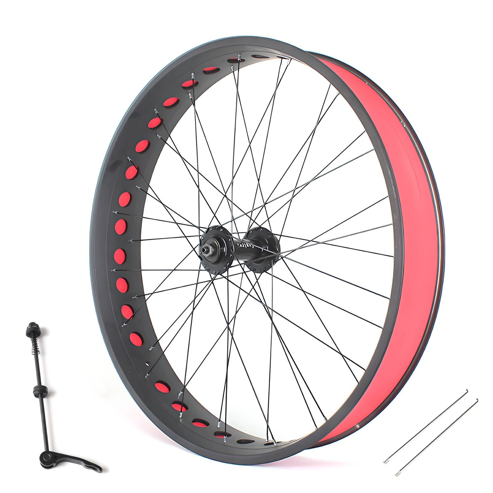 ZXGSXIOU 26in Fat Bike Front Wheel 4.0/4.9'' Tire Snow Rear Aluminum Alloy Beach Wheelset Disc Brake Hubs QR 135mm/190mm 36H For 7-12S Cassette Freewheel(Svart,26in Front)
