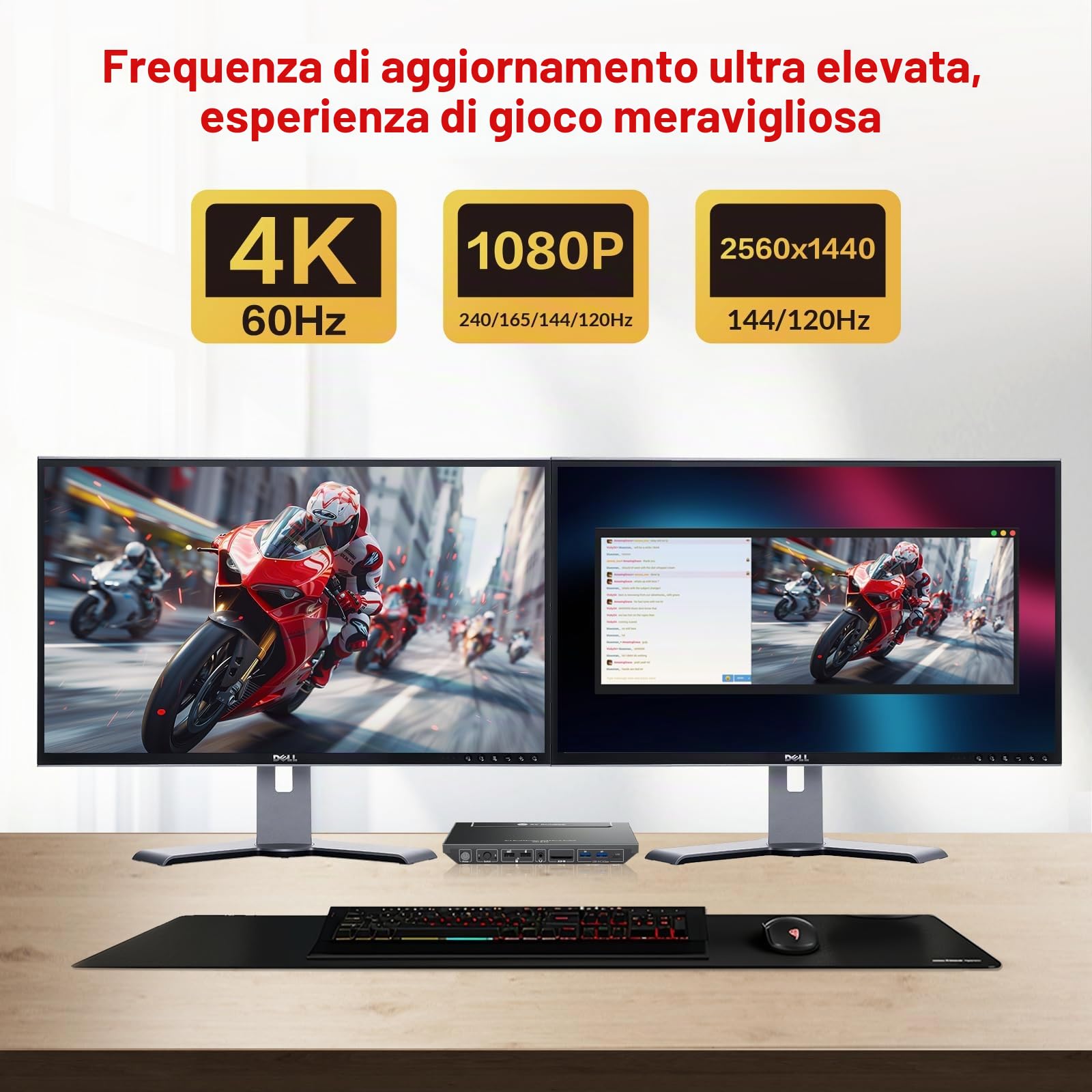 AV Access Docking station, switch KVM per laptop e desktop | 100W di ricarica, 4K@60Hz Dual Monitor HDMI, 3xUSB 3.0, USB-C, 1G Ethernet, supporto EDID, SD, audio AUX da 3,5 mm