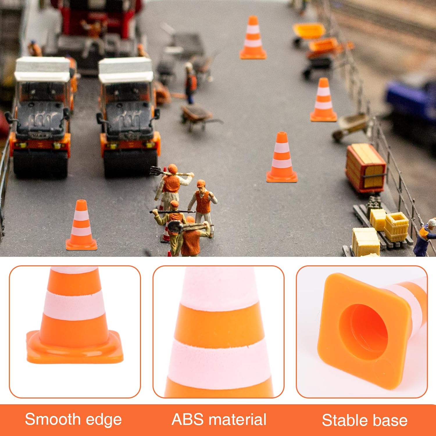 80 Pcs Mini Traffic Cones, 1" Plastic Small Traffic Cones Caution Signs(Orange)