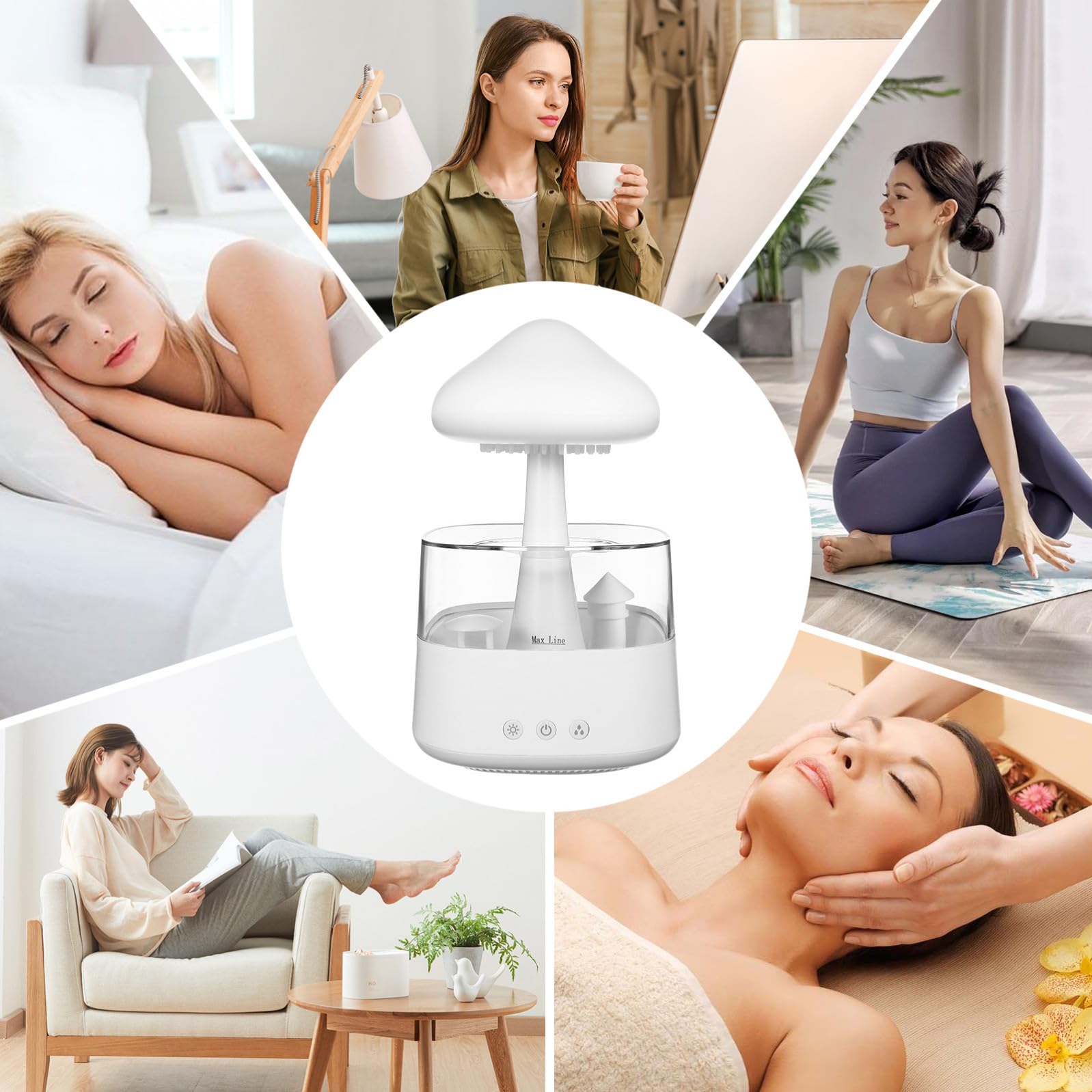 Humidificador Nube Blanco 450ml Usb-c Luces de 7 Colores