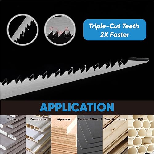 Miniatura 4 de Amoolo Sierra para paneles de yeso de 6 pulgadas, sierra Jab, sierra de mano con mango ergonómico de agarre suave, sierra de hoja para tablero,