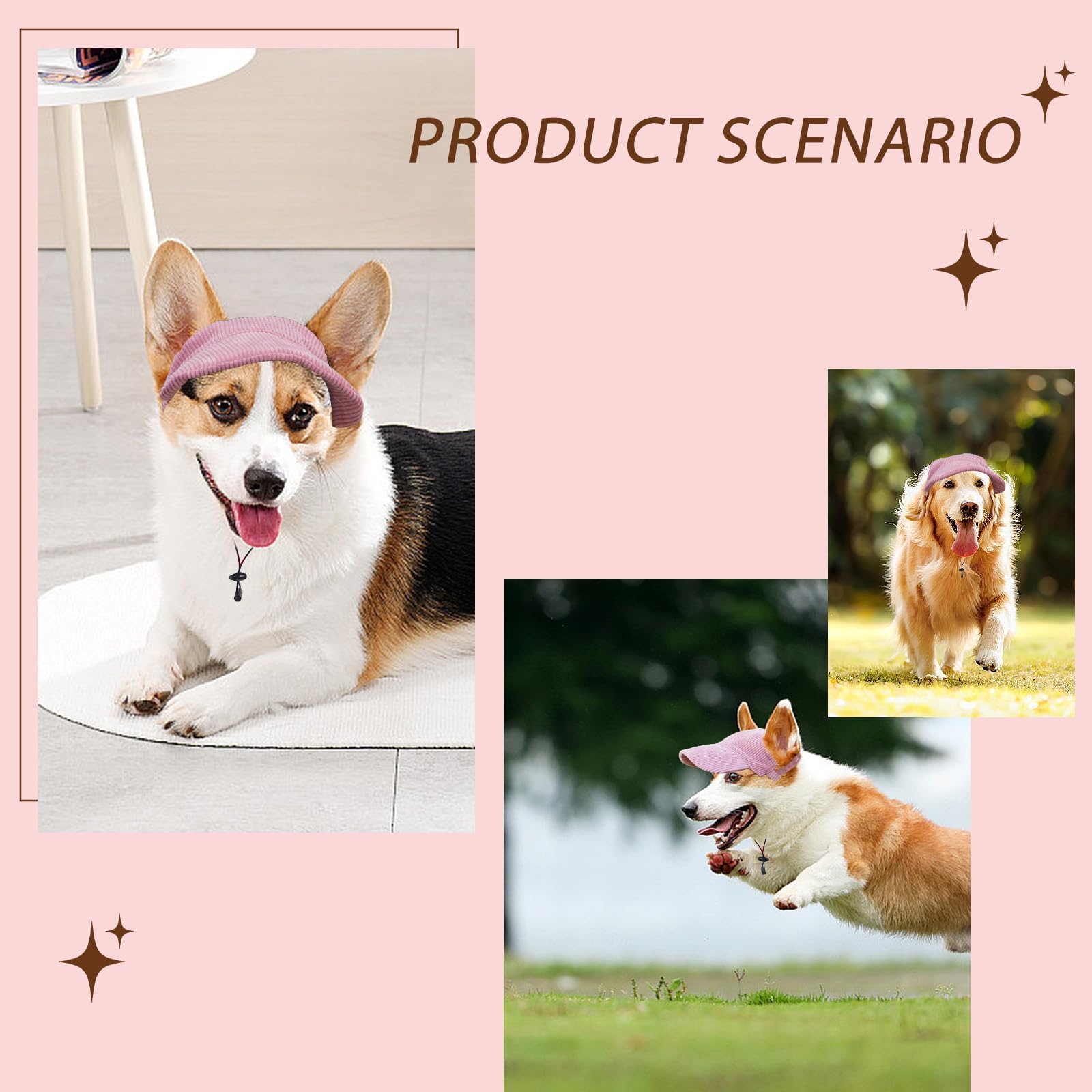 Dog Hats for Small Dogs Hats for Dogs Pink Dog Sun Hat Adjustable Pet Hat with Ear Holes Sun Protection for Short-Haired Small Medium Pet Outdoor Activities Accessory Diameter 19cm - Image 4