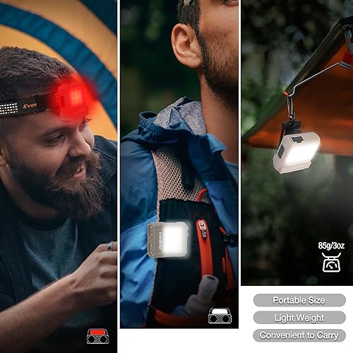 Miniatura 7 de EverBrite Luces de sombrero recargable con clip con sensor de movimiento, 3 modelos LED de 180 lámpara de cabeza ajustable para llevar y clip para