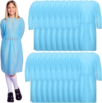 20 Pack Disposable Isolation Gowns PPE Long Gowns Blue with Elastic Cuffs for Home Medical Dental Beauty Tattoo Practices Labs Unisex