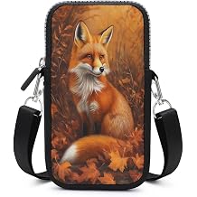 Cute Orange Fox Crossbody Mobile Phone Bag Smartphone Bag With Adjustable Strap