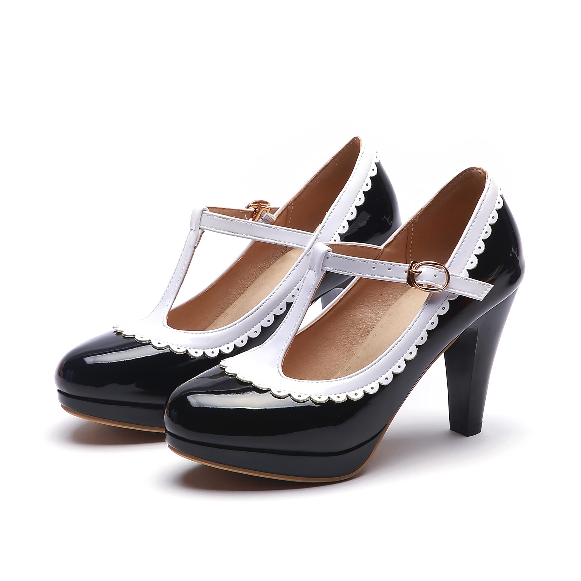 Zapatos de tacón alto con hebilla de aguja para mujer, zapatos casuales fáciles de caminar de 9 cm, talla grande z225-8s