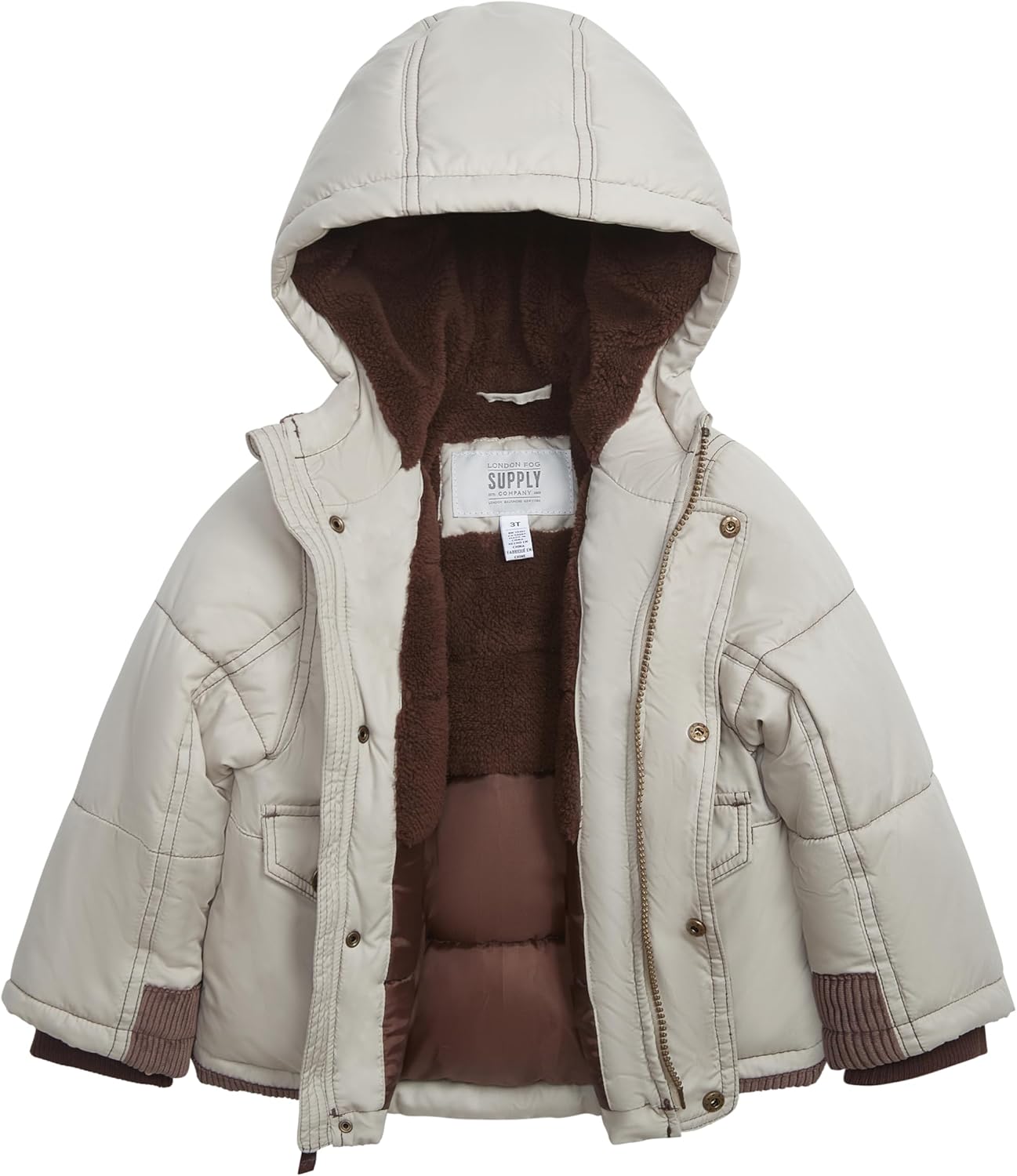 LONDON FOG Boys' Heavyweight Sherpa Lined Hooded Utility Winter Coat