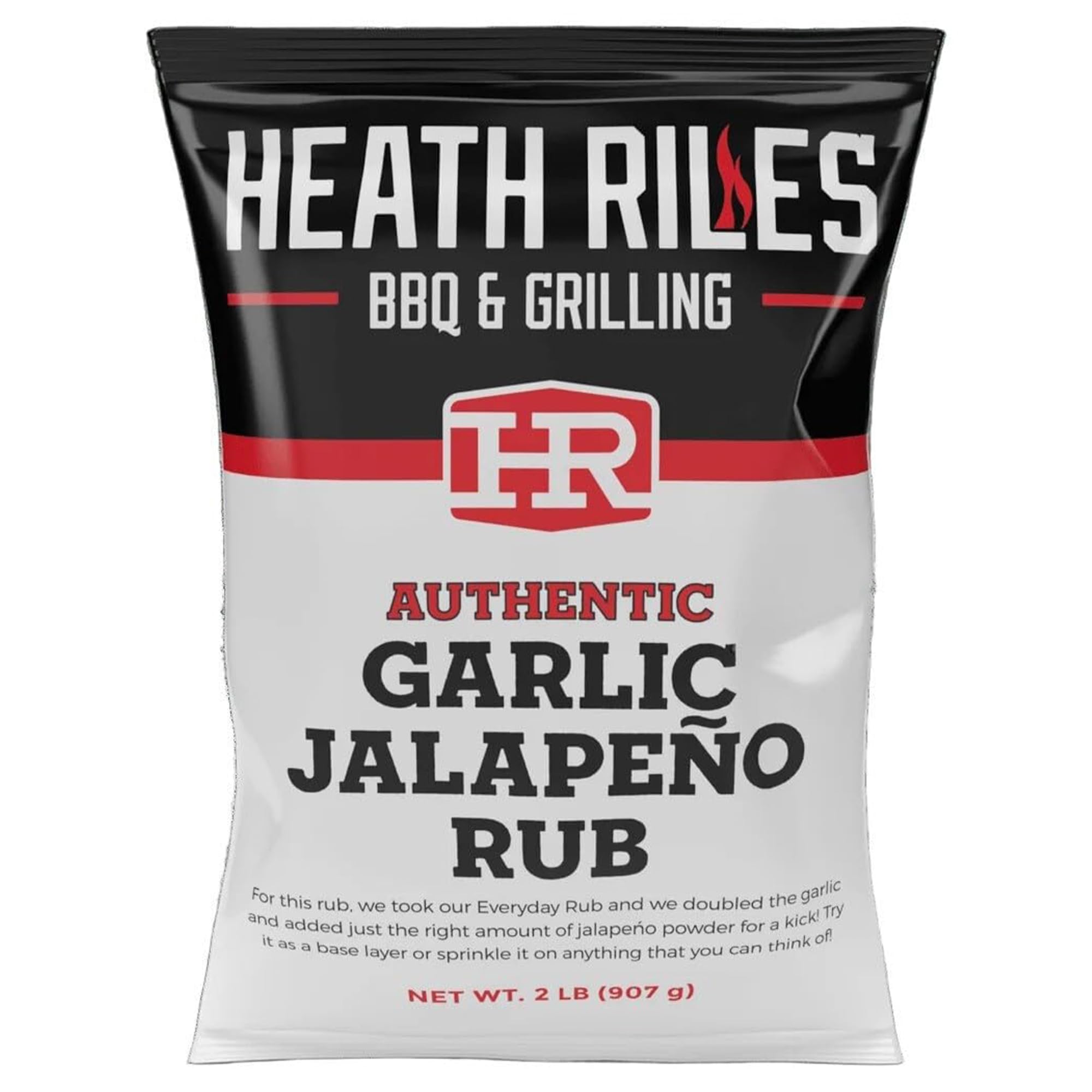 Heath Riles BBQ Rub, Garlic Jalapeño Rub Seasoning, Champion Pitmaster Recipe, Shaker Spice Mix, 2 lb./32 oz.