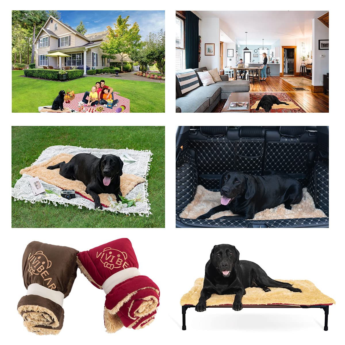 Cuscino per Cane Grande reversibile, Materassino per Cani morbido, lavabile Coperta per cani, da viaggio, ideale per esterni, interni, auto, giardino -Viene fornito con un regalo scatola cieca