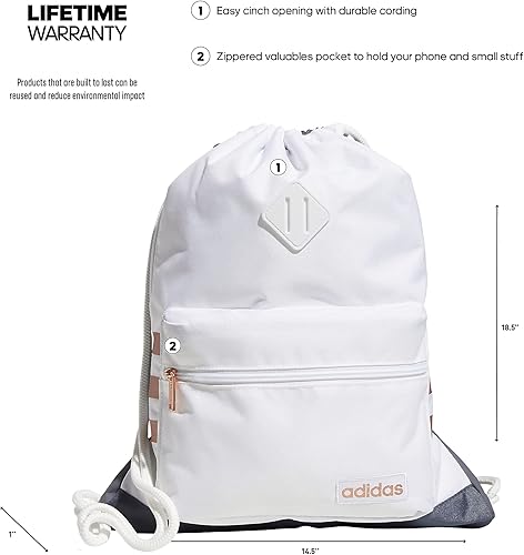 Miniatura 2 de adidas Classic 3s Sackpack, BlancoOro rosa, Mochila clásica 3s