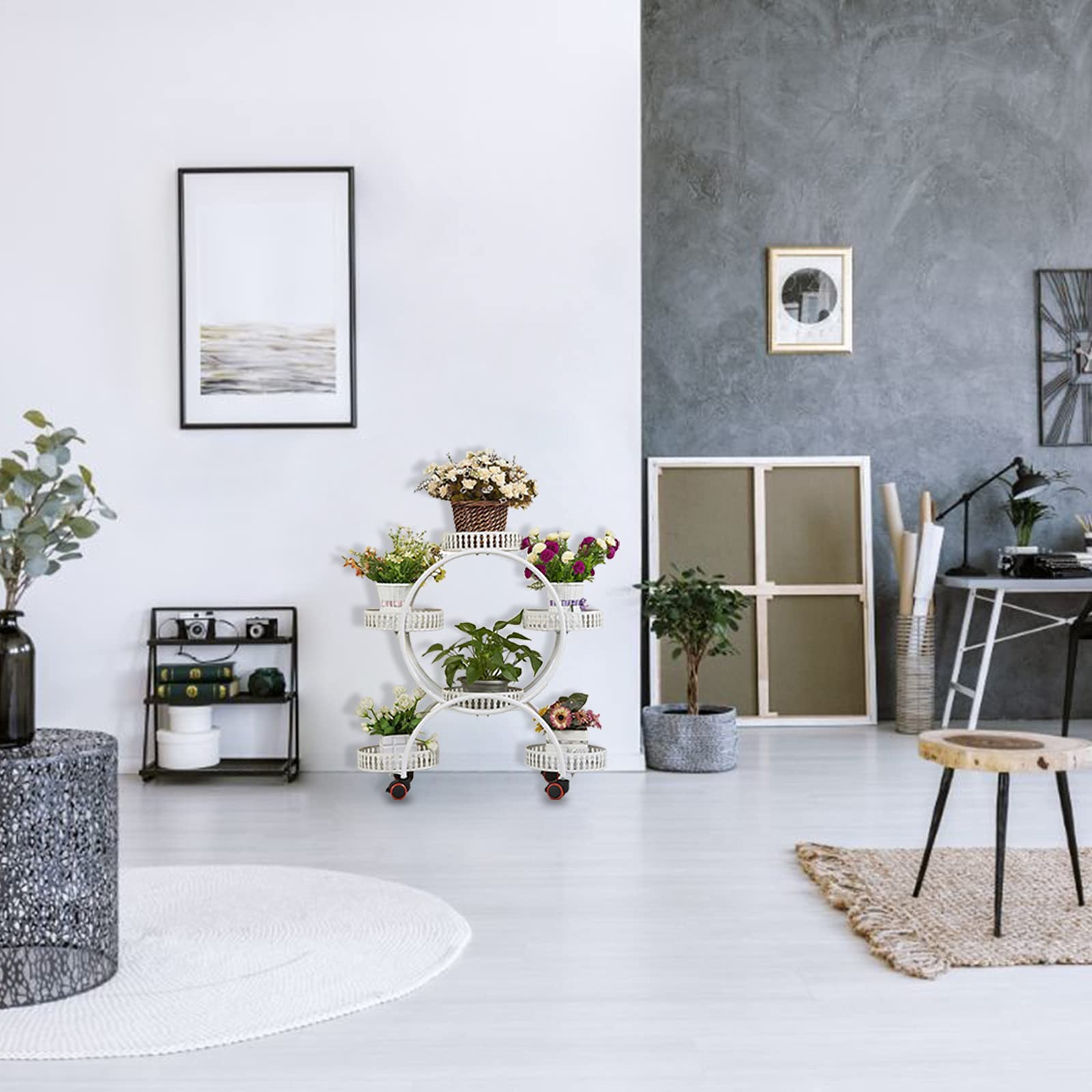 vidaXL Plantenstandaard Hoek - 83x25x103.5 cm - IJzeren Bloemenrek - Zwart
