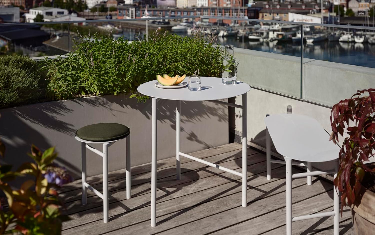 Zone Denmark Disc Bench - Powder Coated Steel - Outdoor/Indoor (Soft Grey)