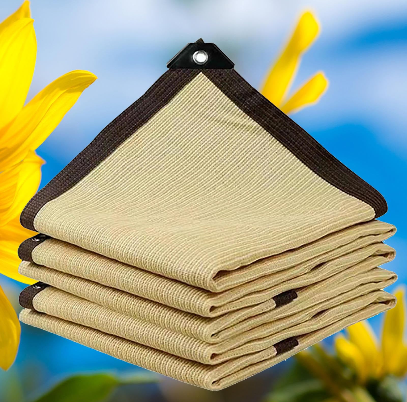 GJZQDKX Outdoor Shade Cloth for Garden 90% UV Protection Brown Shade Netting with Grommets 6x7m Patio Sunshade Tarp Sun Block for Backyard and Outdoor Use