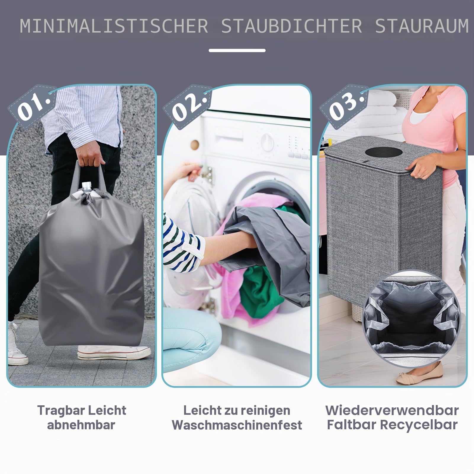 Pfandflaschen Sammelbehälter mit Deckel Abnehmbarem Beutel, 100L Recyclingbehälter Pfandflaschen Aufbewahrung Mülleimer Küche Pfandbehälter Sammel-Behälter Leergut Altglas Aufbewahrung (grau)