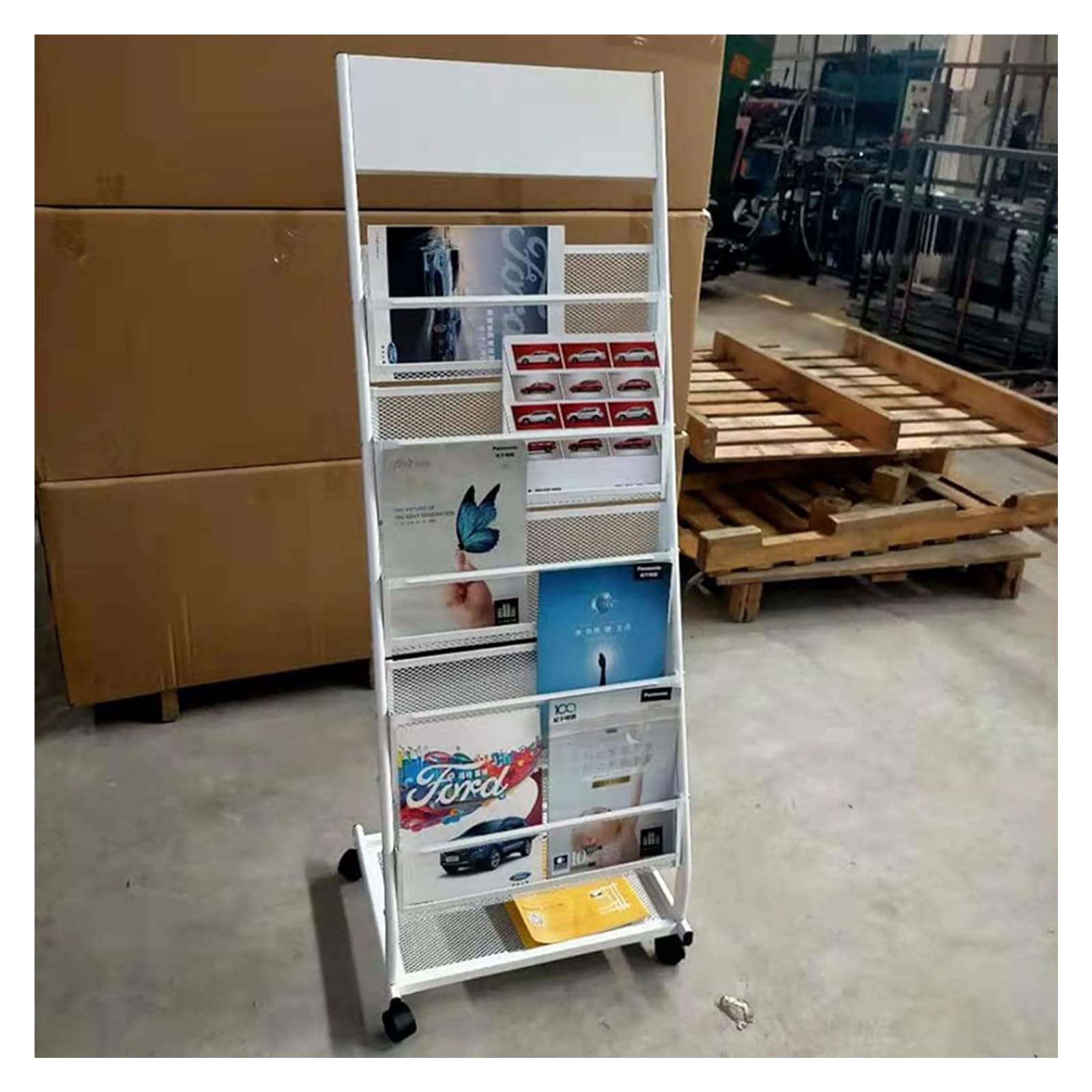 Espositore per brochure, Espositore da Terra, Espositore semplice in cartone for letteratura, scaffale for documenti o brochure for mostre(White)