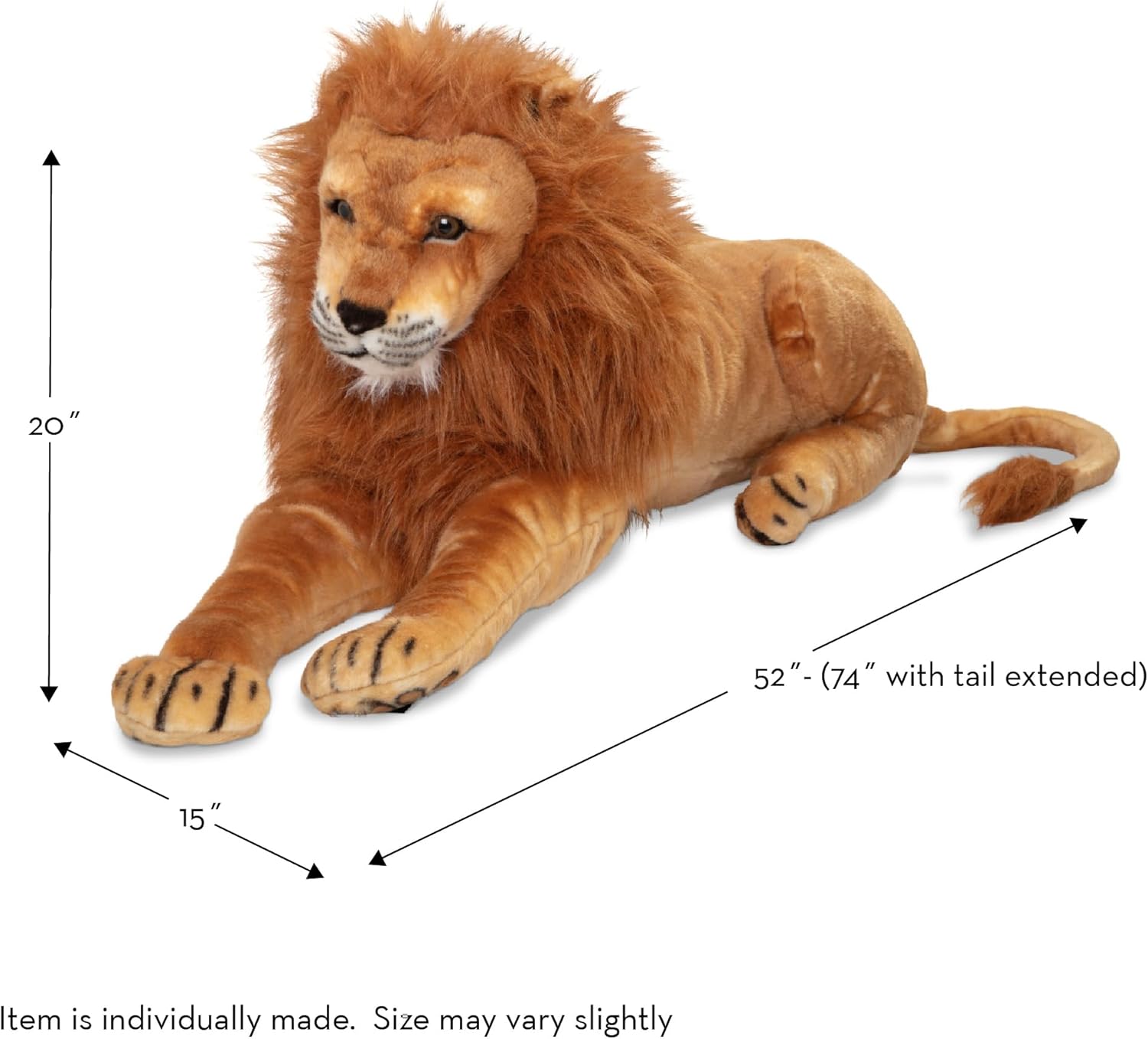 Melissa & Doug Giant Lion Stuffed Animal Plush Toy (Over 6 Feet Long) - Lifelike Plushie Lion for Pretend Play and Room Decor, Toddler Toys for Ages 3+