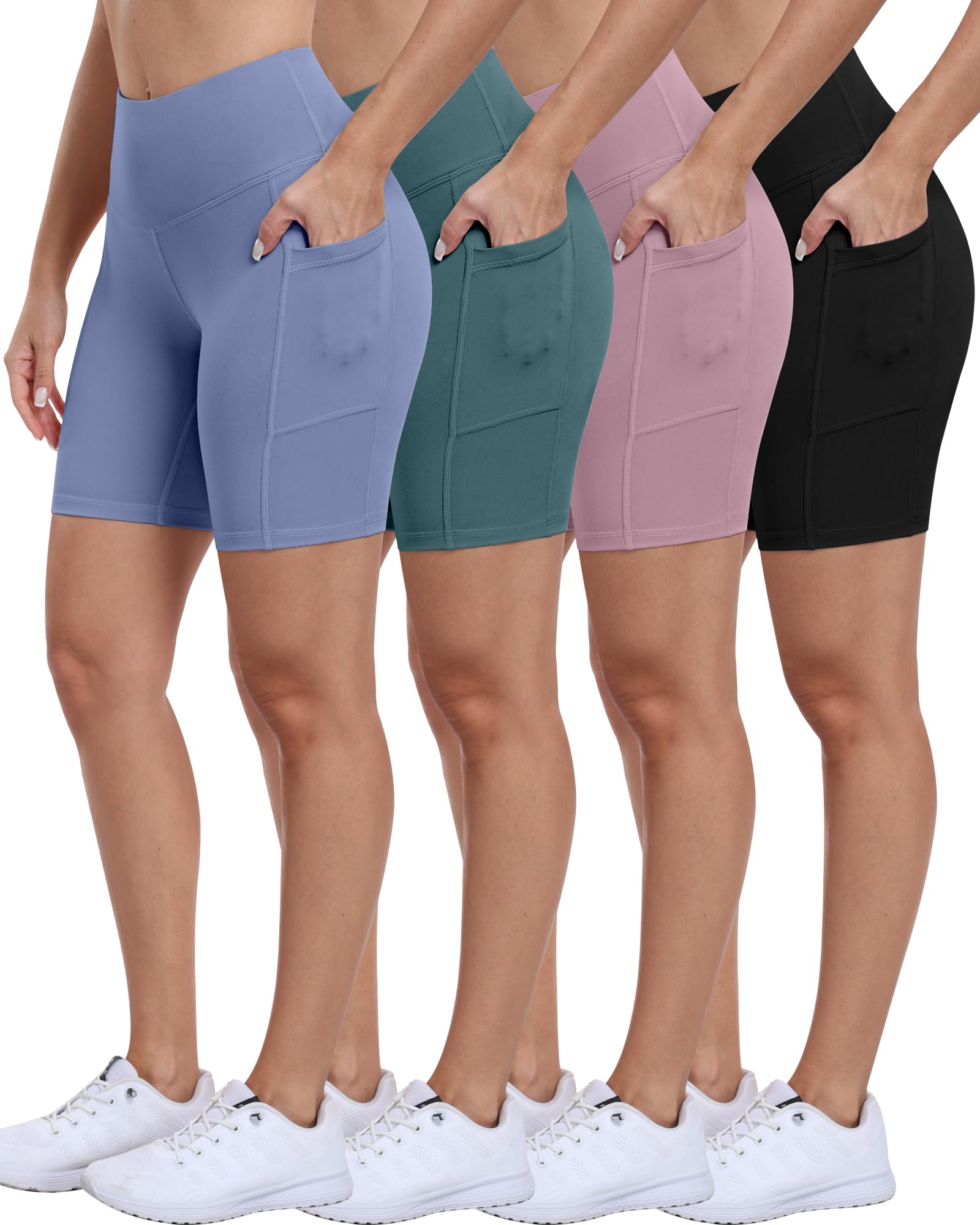 ATHVOTAR Biker Shorts Women with Pockets - 3"/5"/8" High Waisted Workout Spandex Tummy Control Gym Running Yoga Shorts
