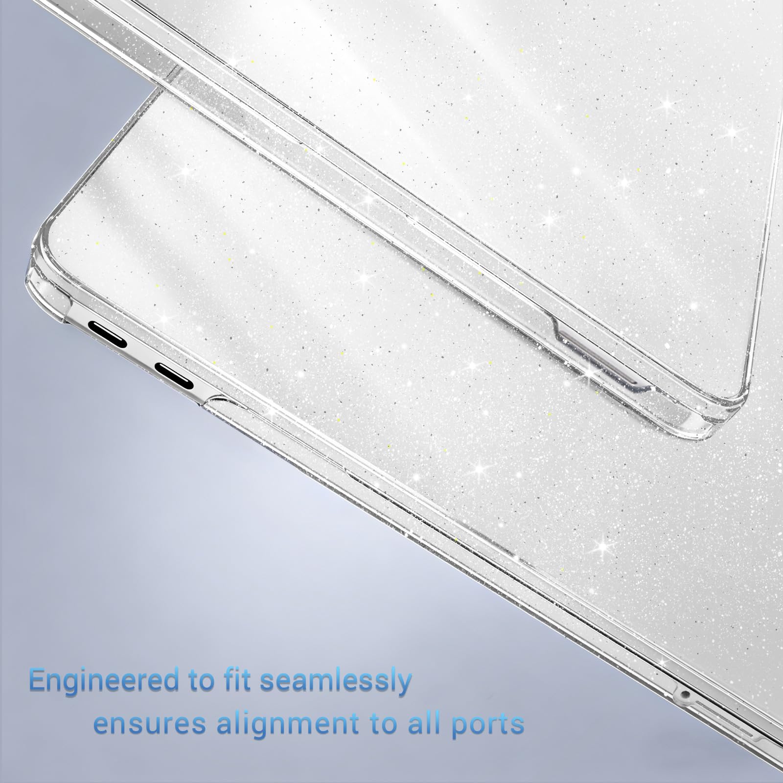 MOSISO Coque Pailletée Brillante Compatible MacBook Neo 13 Pouces 2026 A3404 Puce A18 Pro, Rigide Antifissure, Film Clavier, Protection Écran & Sac Rangement Transparent