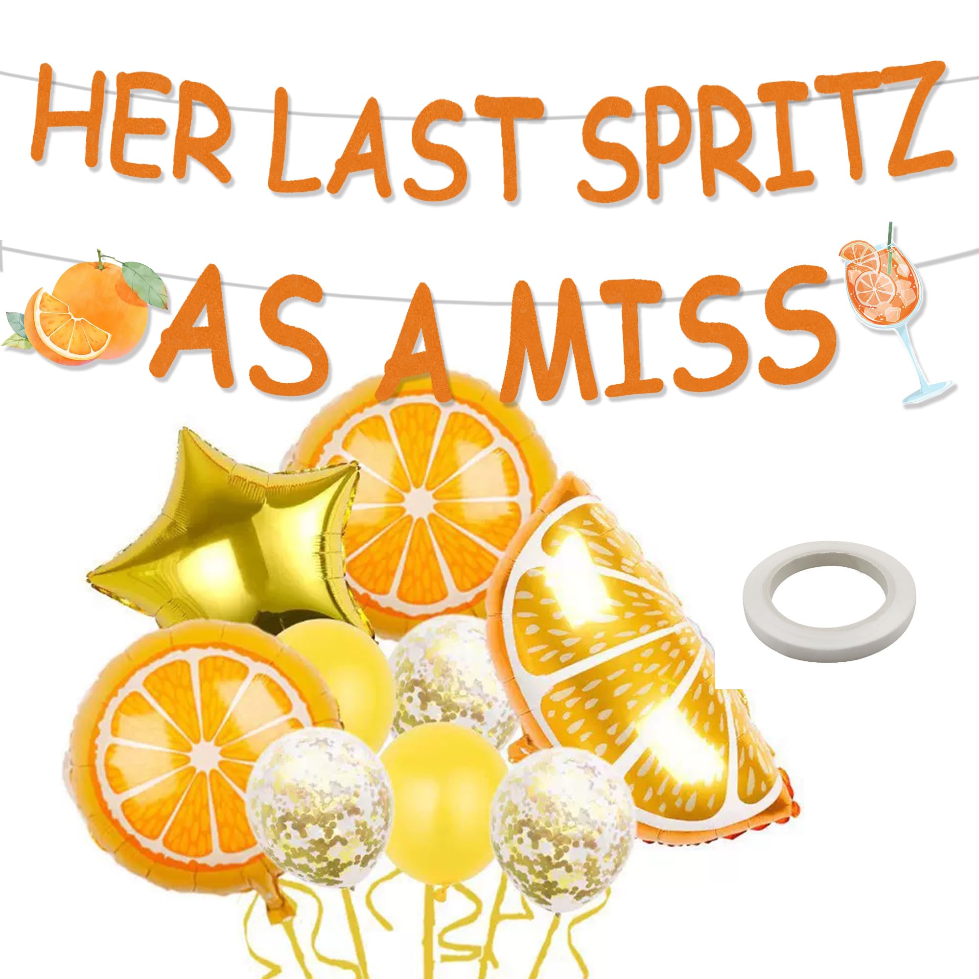 Her Last Spritz As A Miss Banner, Aperol Spritz Bridal Shower Party Decorations, Love at First Spritz Decorations for Bachelorette, Bridal Shower, Engagement Party Supplies, Orange Girls Bridal Brunch
