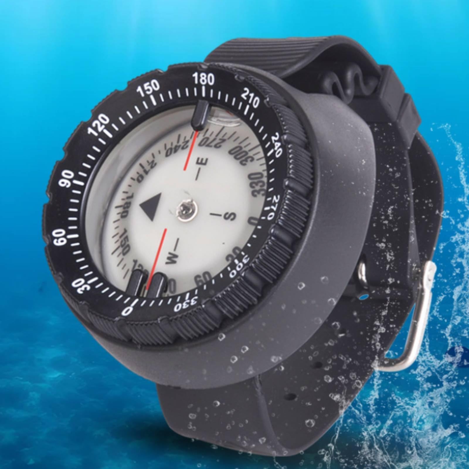 LOVIVER Brújula de Buceo Reloj Brújula Instrumento de Navegación Bisel Moleteado Esfera Redonda Correa Ajustable Hebilla Metálica Material Adecuado para Buceo y Actividades Acuáticas