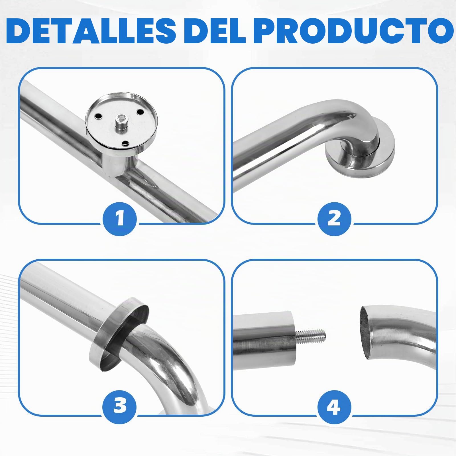 Barra de sujeción para ducha, acero inoxidable, 70 x 50 cm, en forma de L, rieles de seguridad en ángulo vertical, pasamanos de esquina antideslizante montado en la pared para personas mayores con