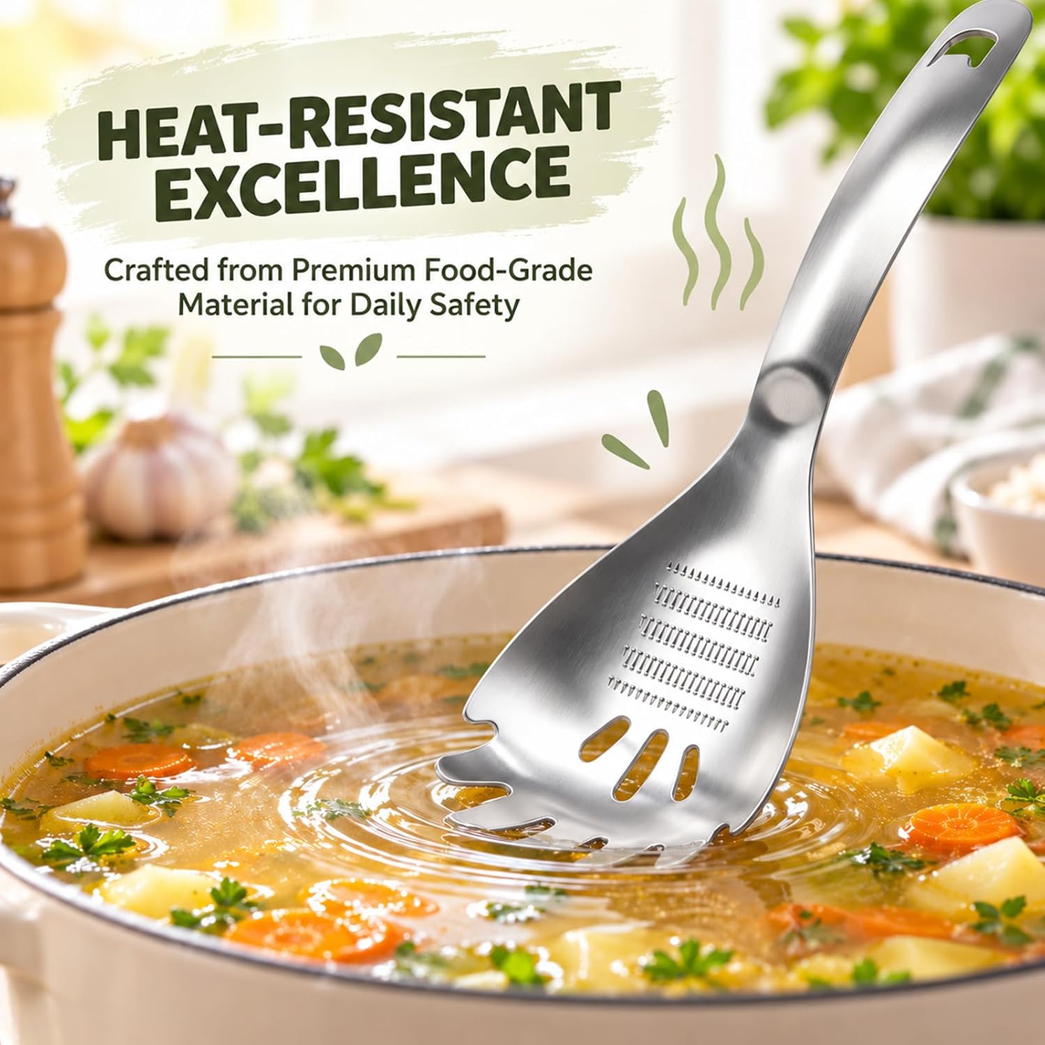 5-in-1 430 Stainless Steel Cooking Spoon, Egg Yolk Separator for Kitchen