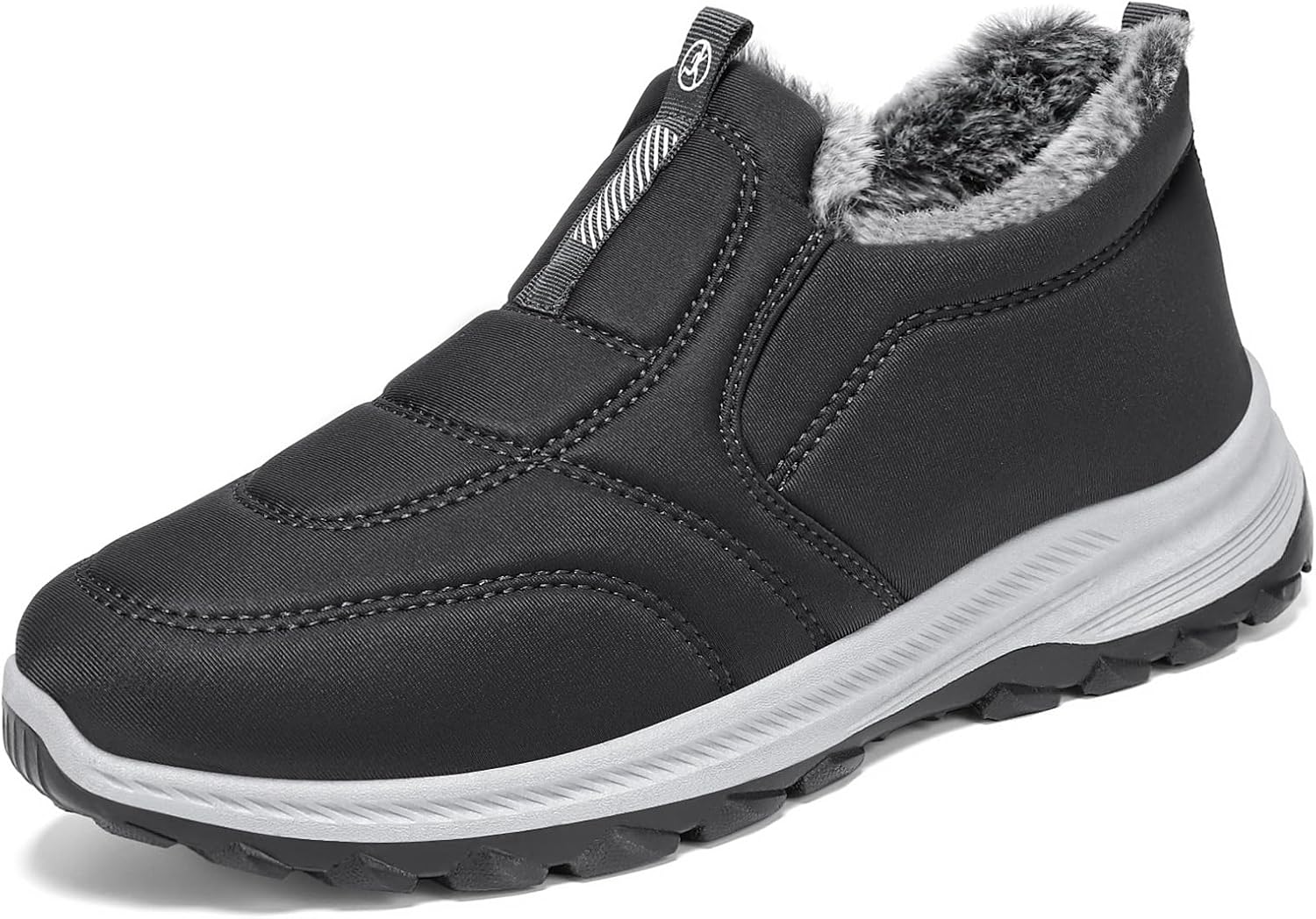Men Winter Fur Lined Snow Boots Lightweight Slip On Non Slip Warm Ankel Boots for Outdoor Hiking Work Leisure