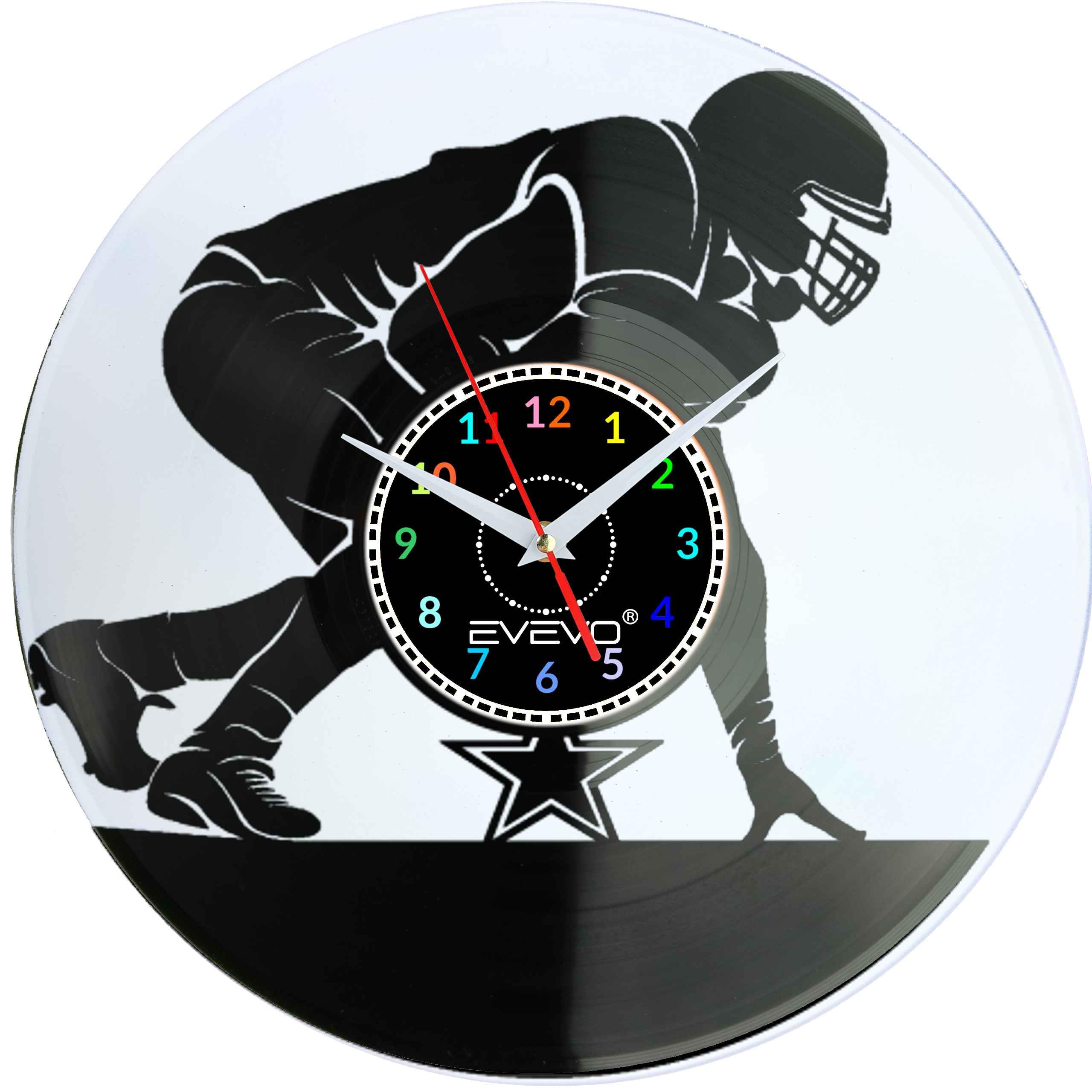 ZEGAR ŚCIENNY AMERICAN FOOTBALL FLUORESCENCYJNE TŁO PŁYTA WINYLOWA PREZENT UPOMINEKA GIFT EVEVO SOUVENIR F0090