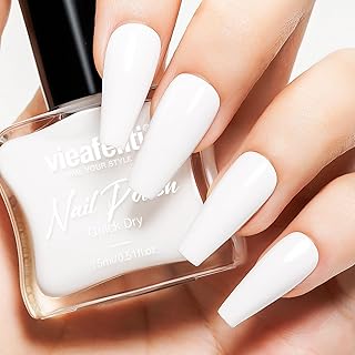 Nail Polish White 15ml, Quick Drying Regular Classical Air Dry Fast Long-Lasting Natural Vegan Oil-Base Nail Polish DIY Salon at Home