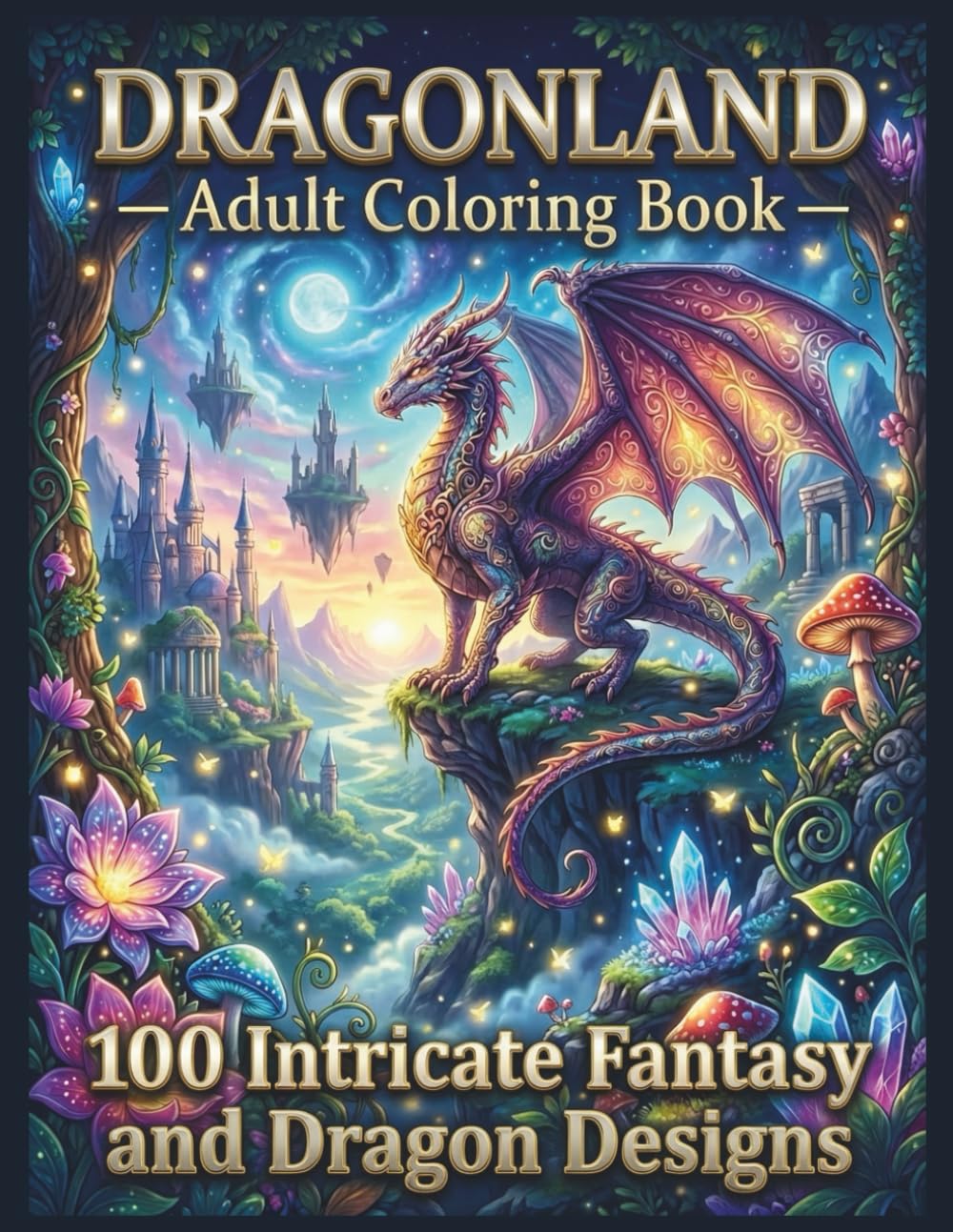 Dragonland: Adult Coloring Book: 100 Intricate Fantasy and Dragon Designs (Mythical Realms Coloring Collection)