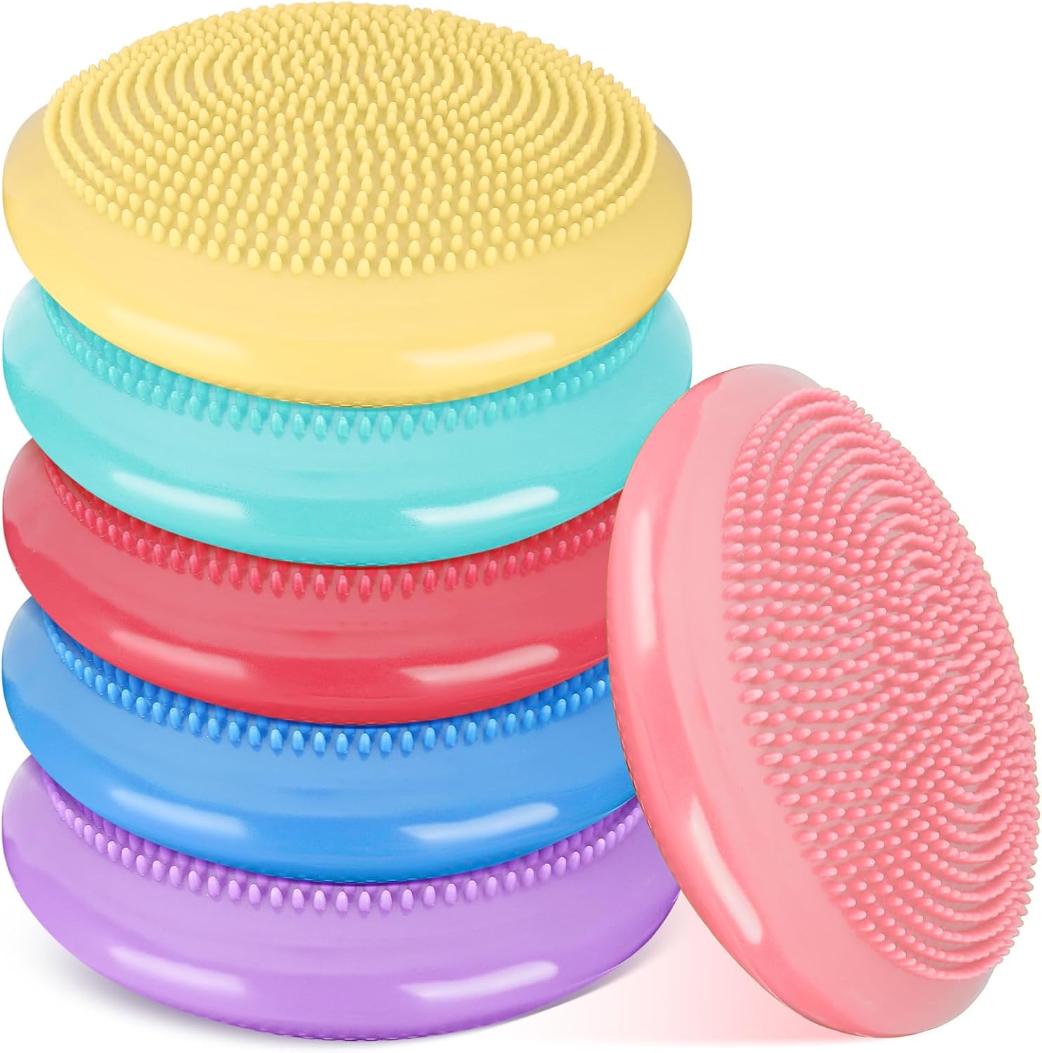 Amylove 6 Pcs Wiggle Seat Inflated Wobble Cushion for Sensory Kid 13 Inch Balance Disc Kids Flexible Seating Exercise Sensory Pad Chair Cushion for Classroom Office School