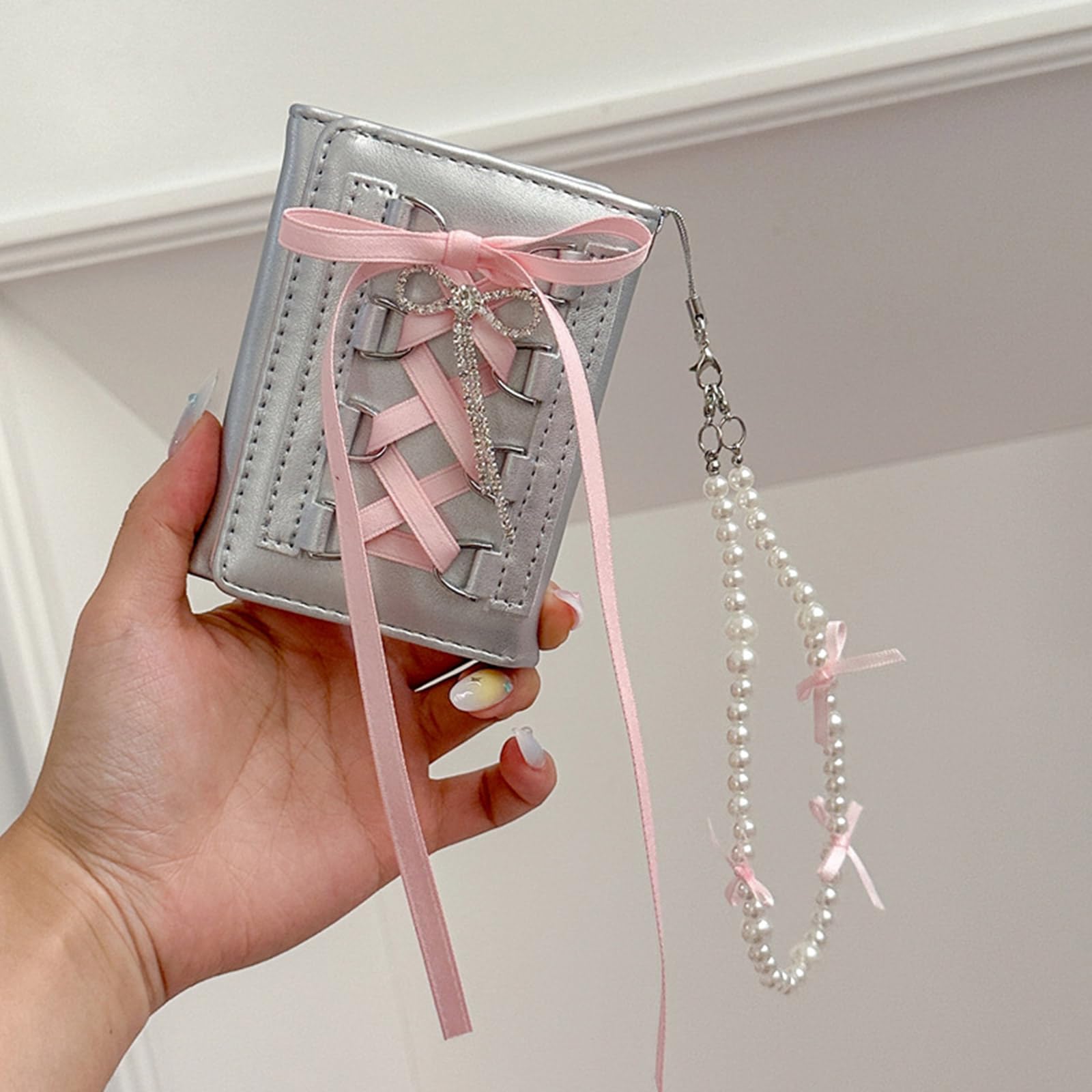 Amazon.co.jp: Liusellyショート財布、カードホルダー付きレディース財布 ショート財布 PUレザー財布 韓国スタイル 小銭入れ  シルバー財布 ファッションコインケース : ファッション