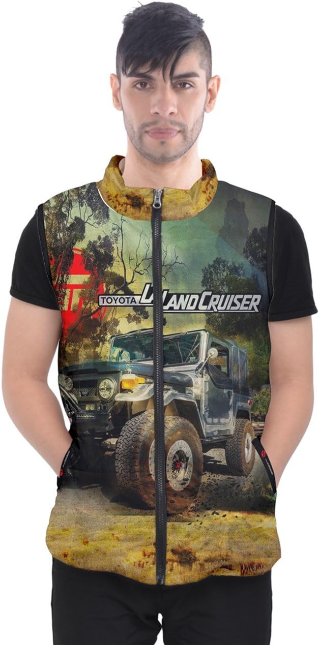 FJ40 Offroad Jeep Land Cruiser Design Full Print Men's Puffer Vests Jacket