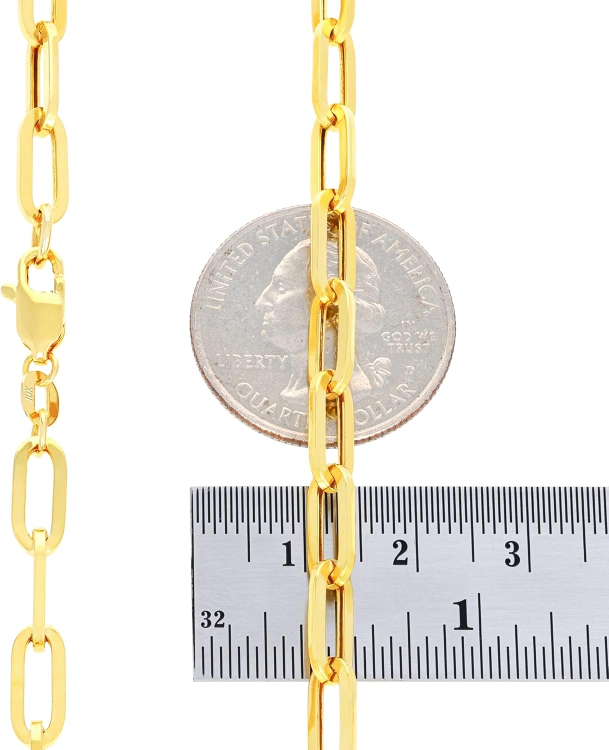 Nuragold 10k Real Yellow Gold Paperclip 5mm Elongated Cable Link Bracelet (7"-8") Italian Jewelry for Men & Women