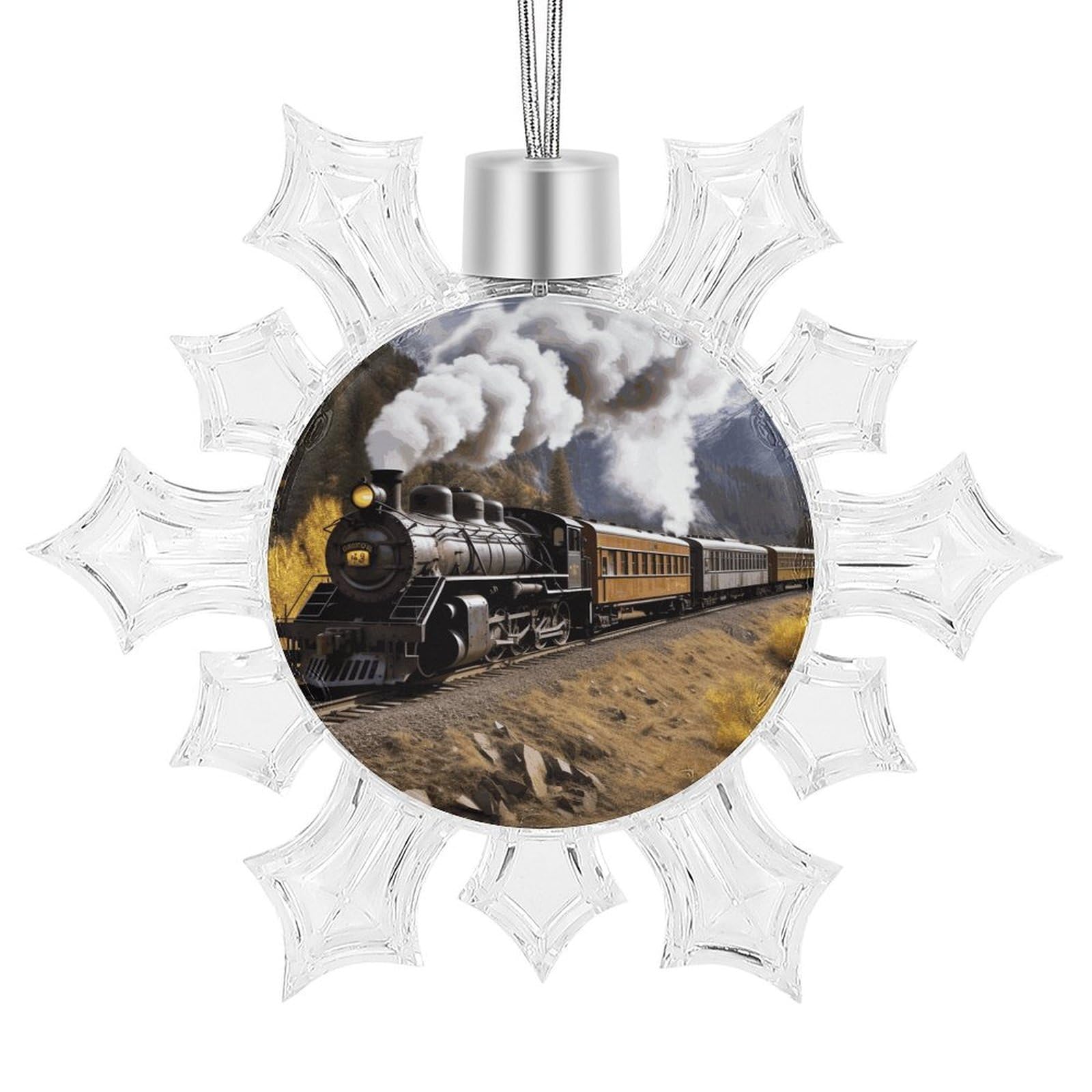Steam Locomotive Train Snowflake Ornaments Cute Snowflake Pendant Exquisite Christmas Tree Ornaments for Christmas Weddings New Year Birthday Holiday Celebration