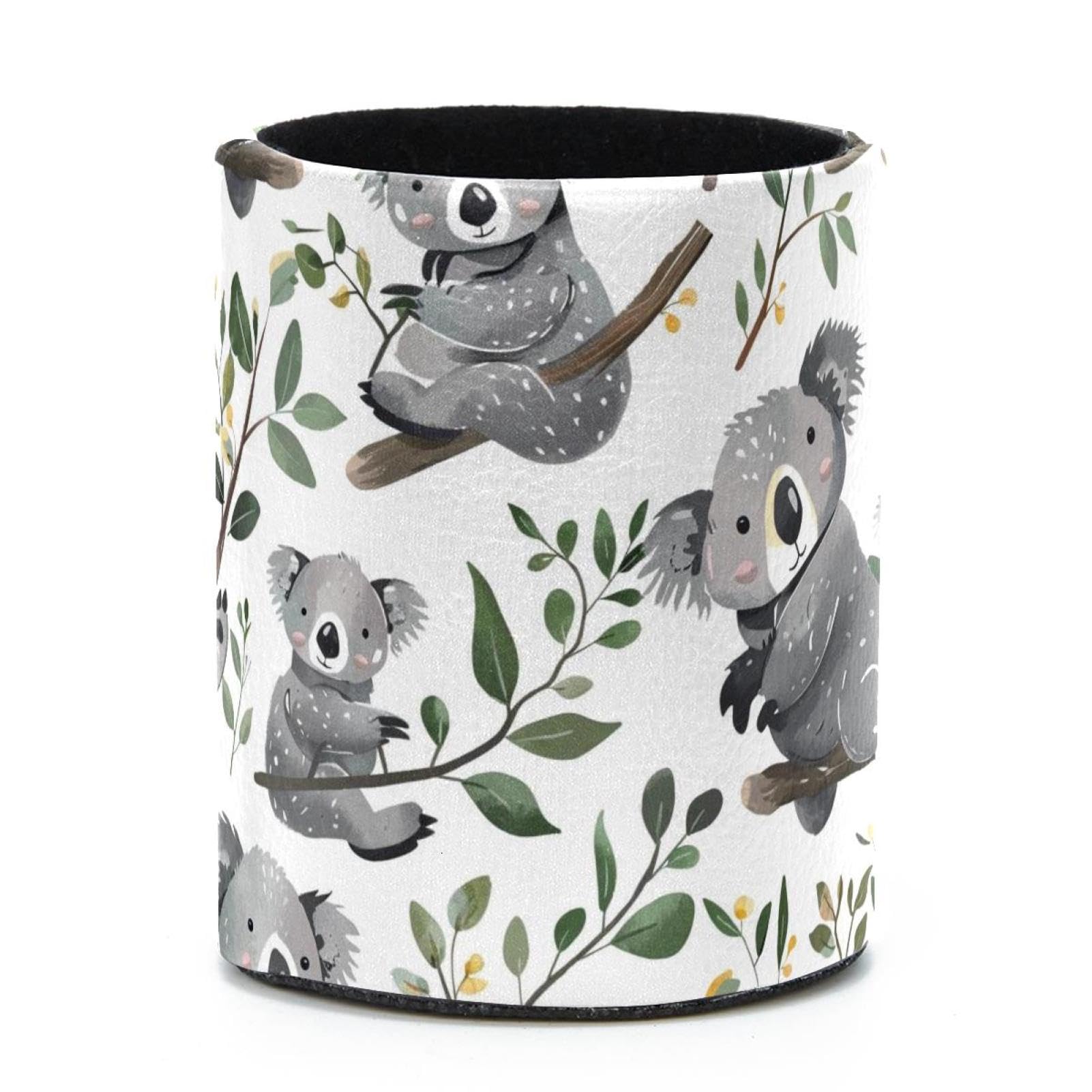 VAPOKF Round Pencil Holders for Desk, Cute Koala Pen Holders Pen Pot Makeup Brushes Storage Desktop Stationery Supplies Organiser for Home Office