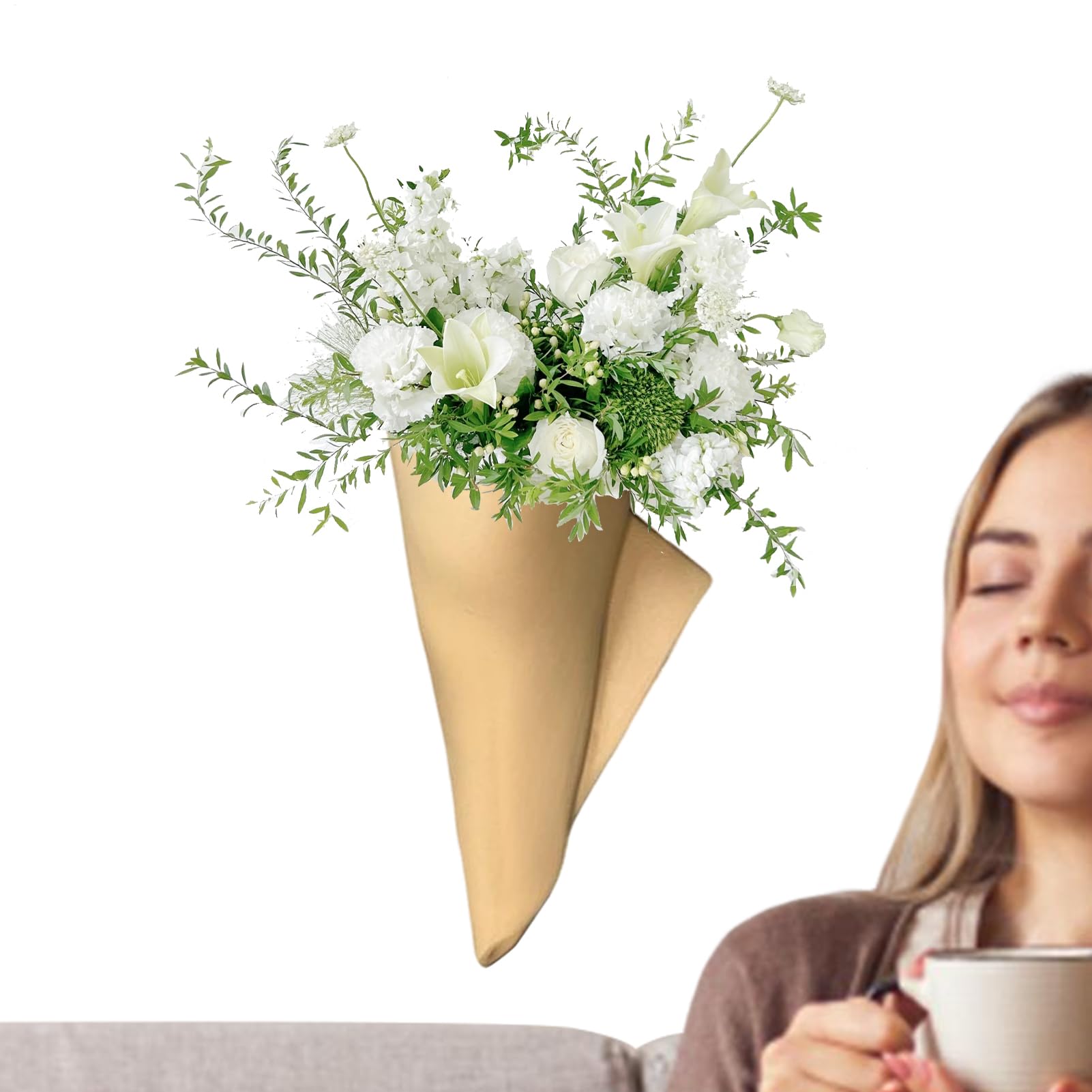 Récipients muraux pour fleurs en céramique | Vases suspendus minimalistes