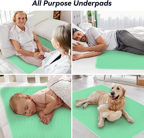 Miniatura 7 de Paquete de 4 almohadillas lavables de absorción extra pesada de 36 x 54 pulgadas, almohadillas de lactancia impermeables para incontinencia,