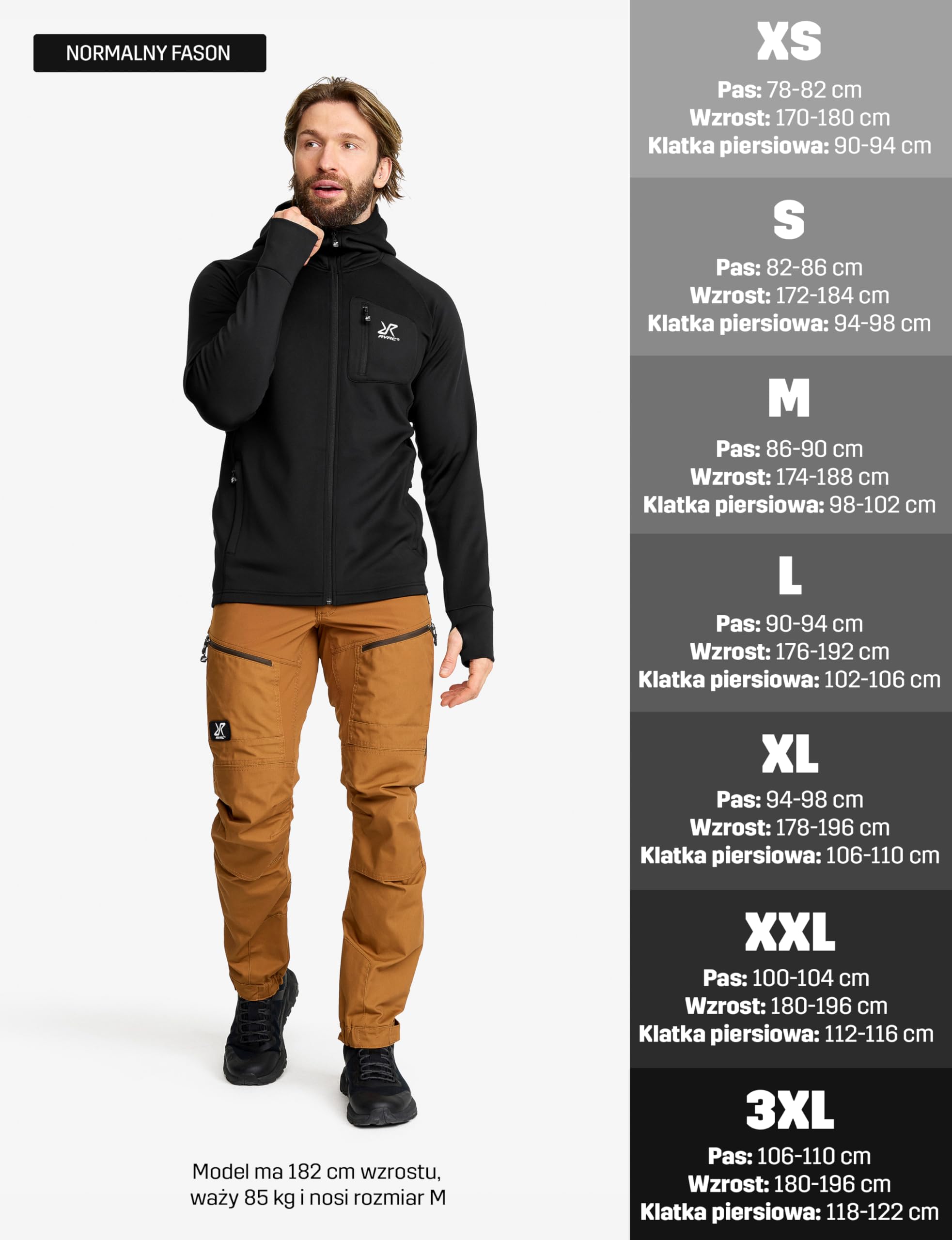 RevolutionRace Evolution Stretch Fleece Hoodie Męska, Bluza z kapturem na zamek do wędrówek i aktywności na świeżym powietrzu