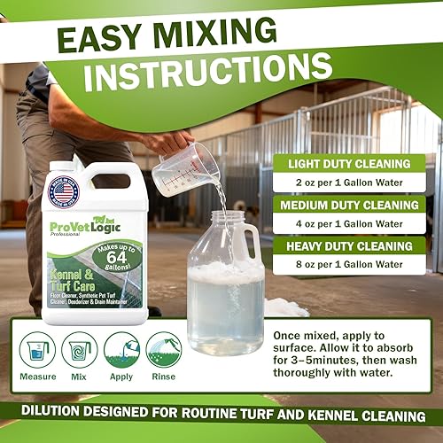 Miniatura 5 de ProVetLogic Cuidado de la perrera y el césped: limpiador de pisos, limpiador de césped sintético para mascotas, desodorante y mantenedor de drenaje,