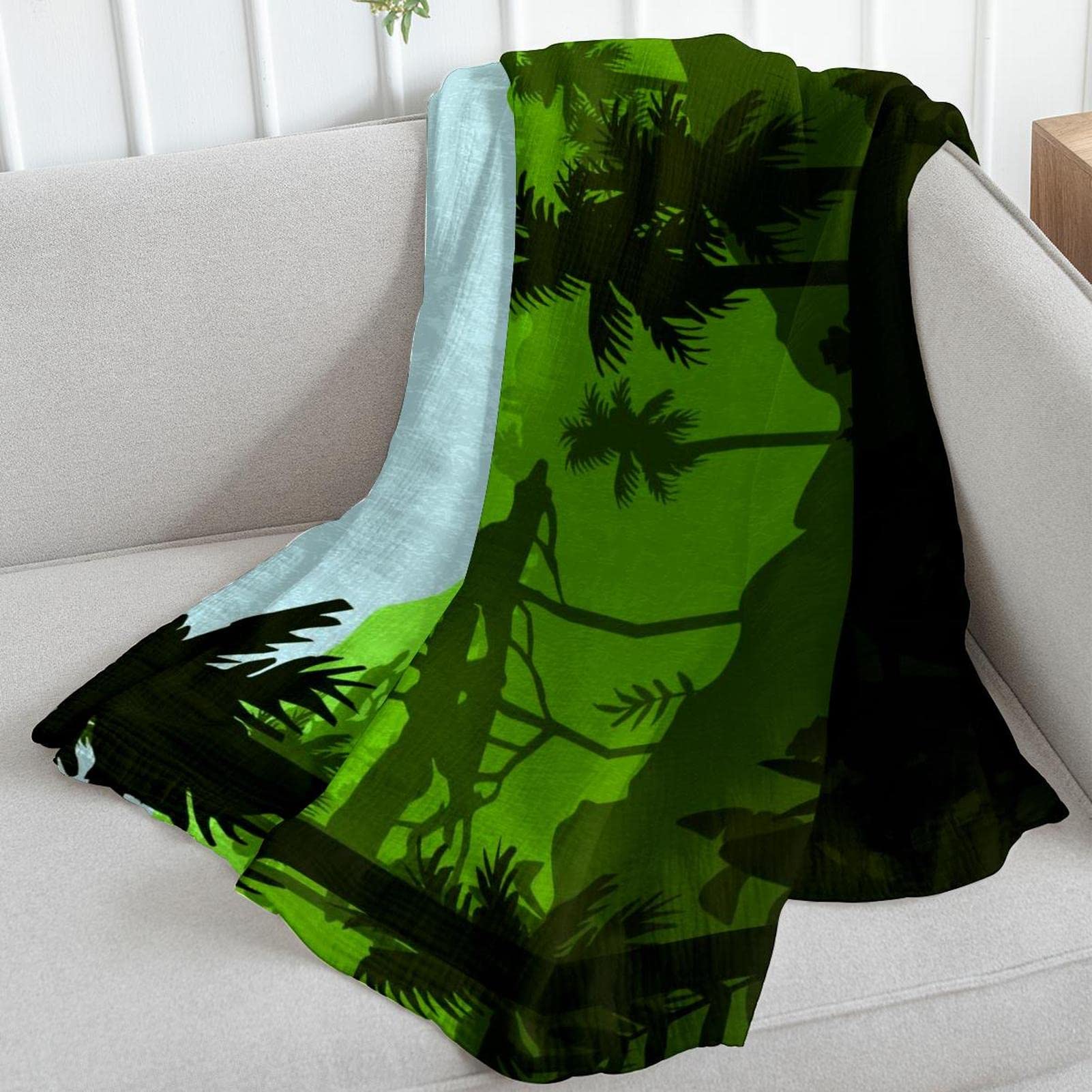 Coperta in pile per divano, divano o letto, accoglienti e morbide coperte tropicali foresta paesaggio palma montagna