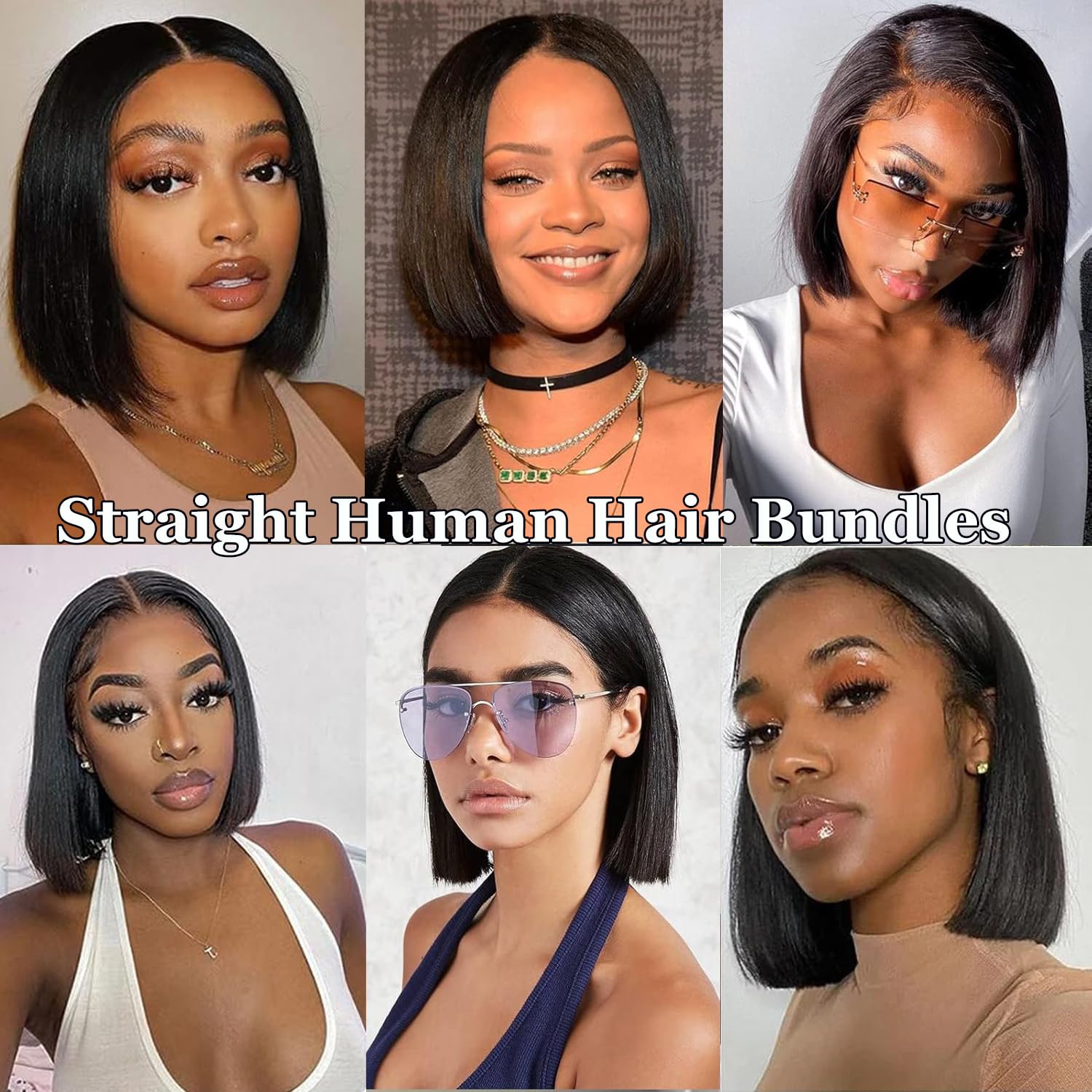 12A Straight Bundles Human Hair 4 Short Bundles 8 8 8 8 Inch 100% Unprocessed Brazilian Virgin Hair 50 Gram/Bundle Natural color