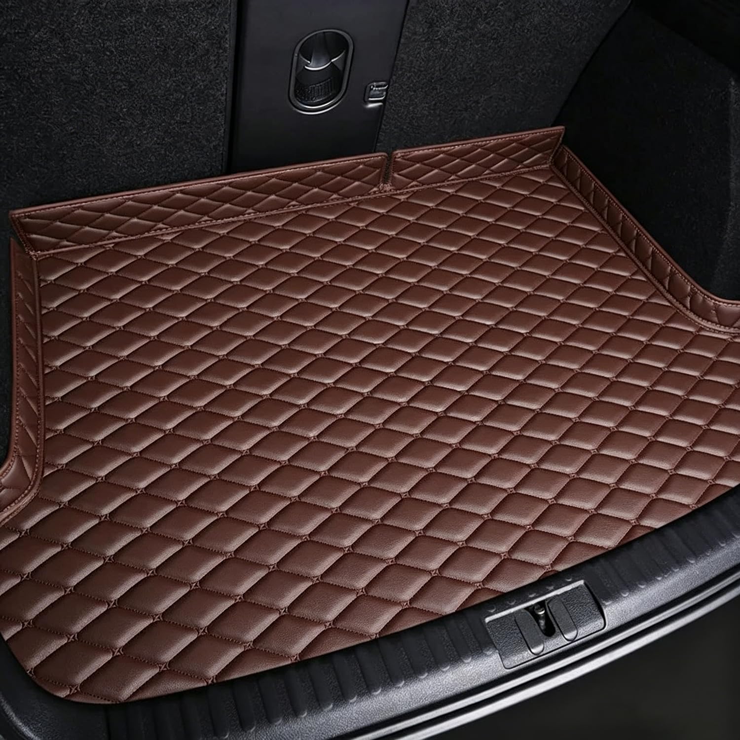 NIKTVEZ Car Leather Boot Liners, for Volkswagen Golf GTI 2010-2012 Waterproof Boot Mats Cargo Tray Protector Liners Wear-Resistant Protector Pad Interior Accessories,C