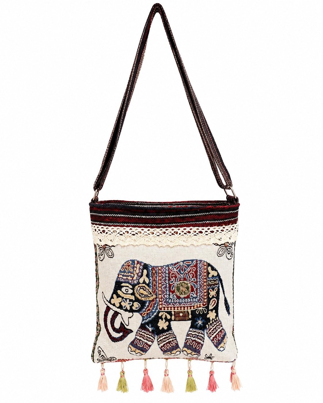 Buy KADENOVA Women's Bohemian Shoulder Bag with Woven Elephant